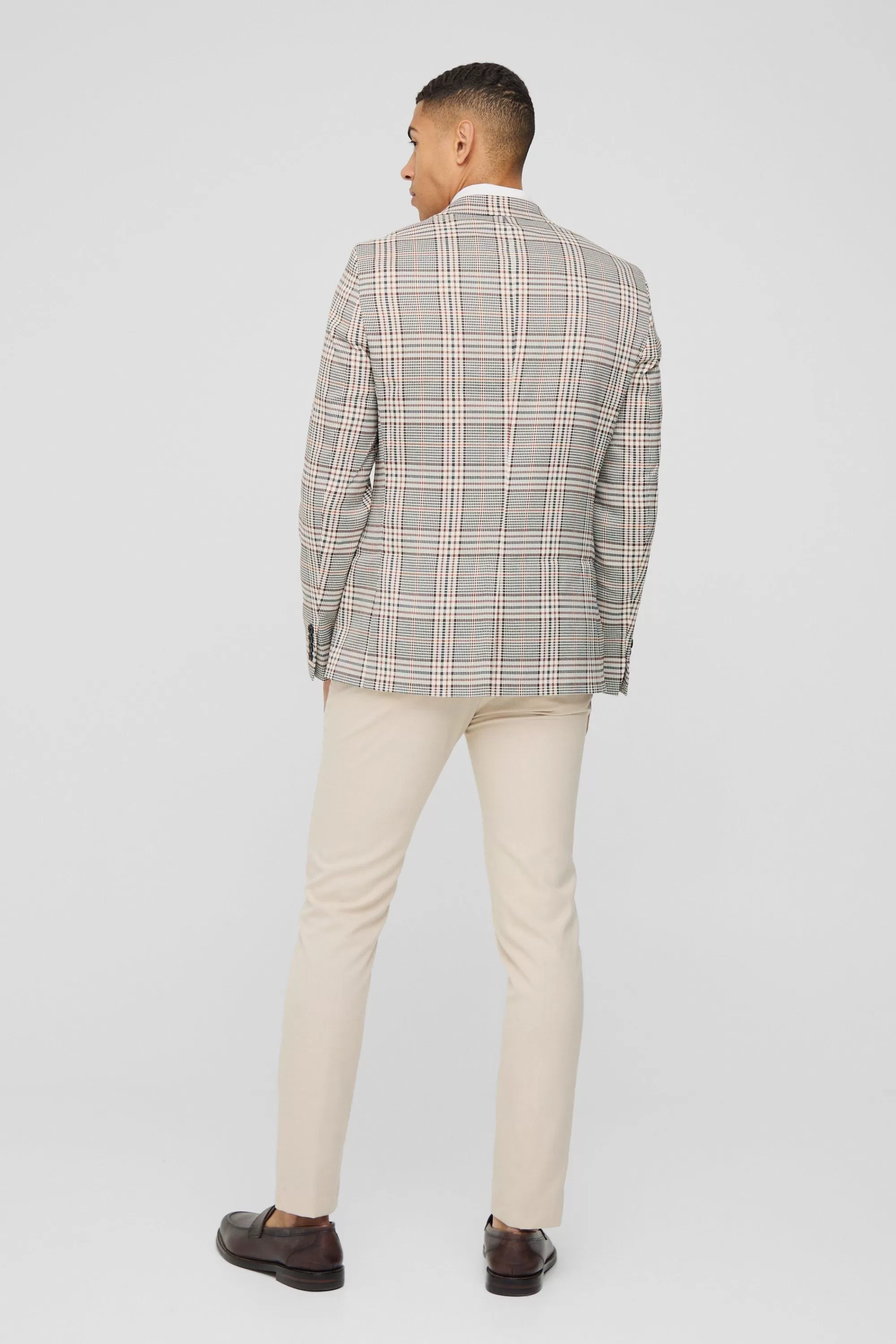 boohooMAN Slim Fit Single Breasted Check Suit Jacket | UK