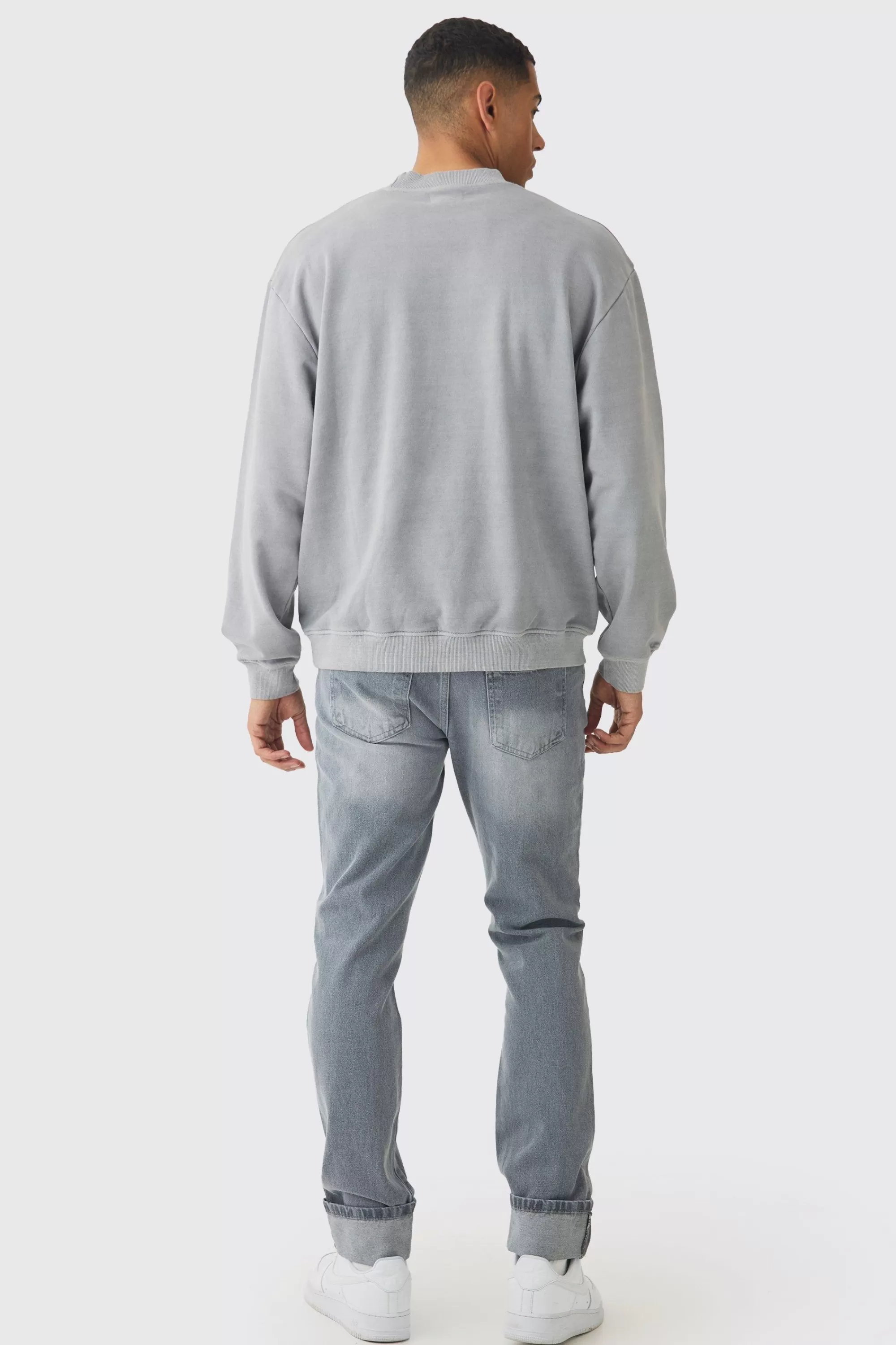 boohooMAN Slim Fit Turn Up Hem Jeans | UK