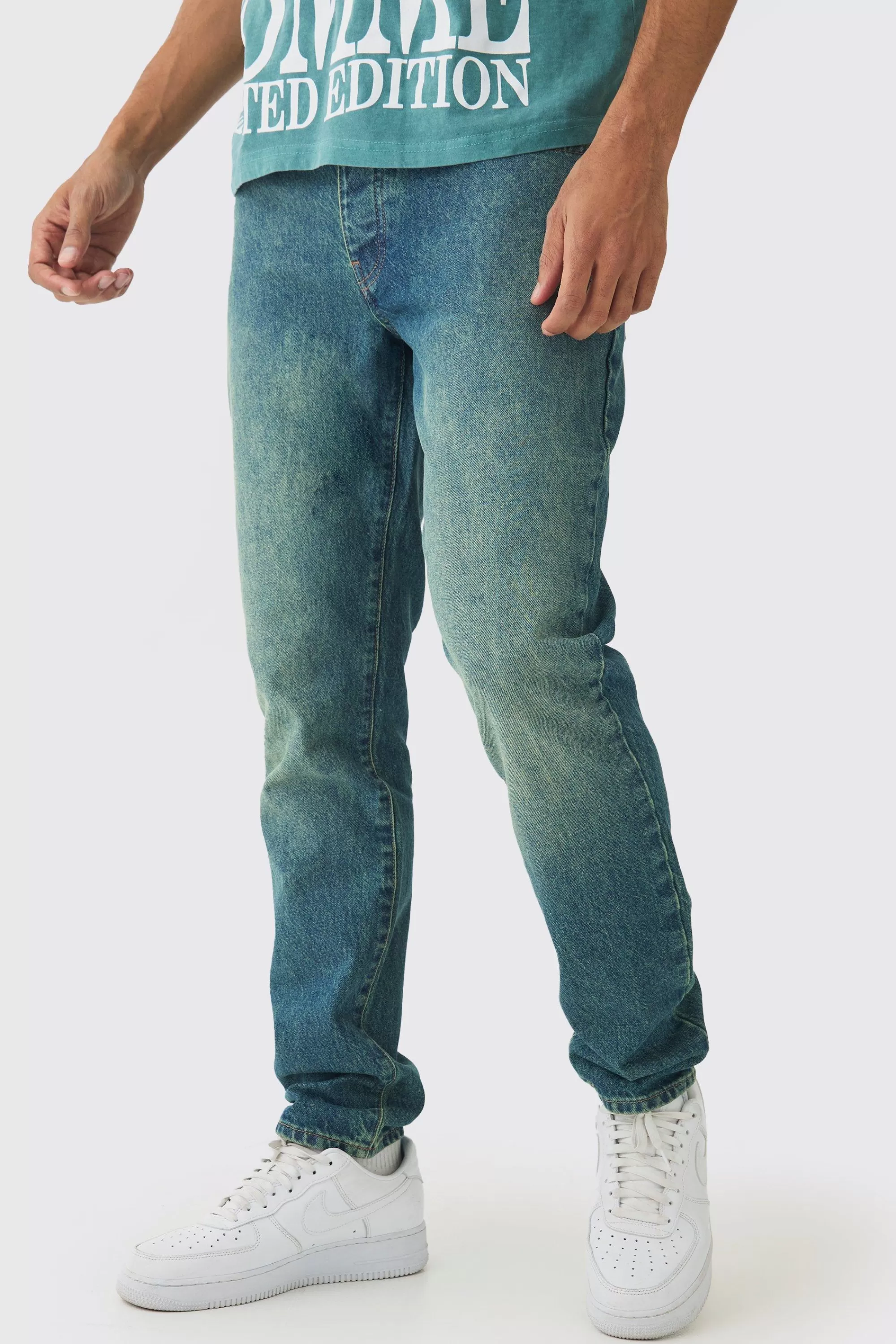 boohooMAN Slim Fit Washed Tinted Jeans | UK