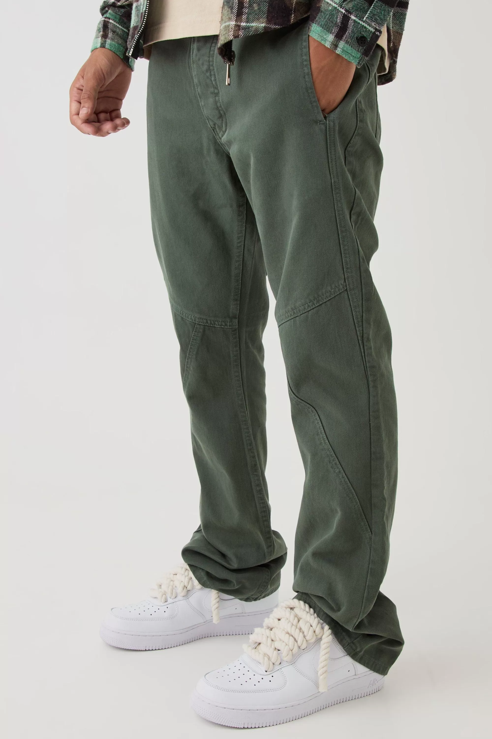 boohooMAN Slim Flared Panelled Jeans | UK
