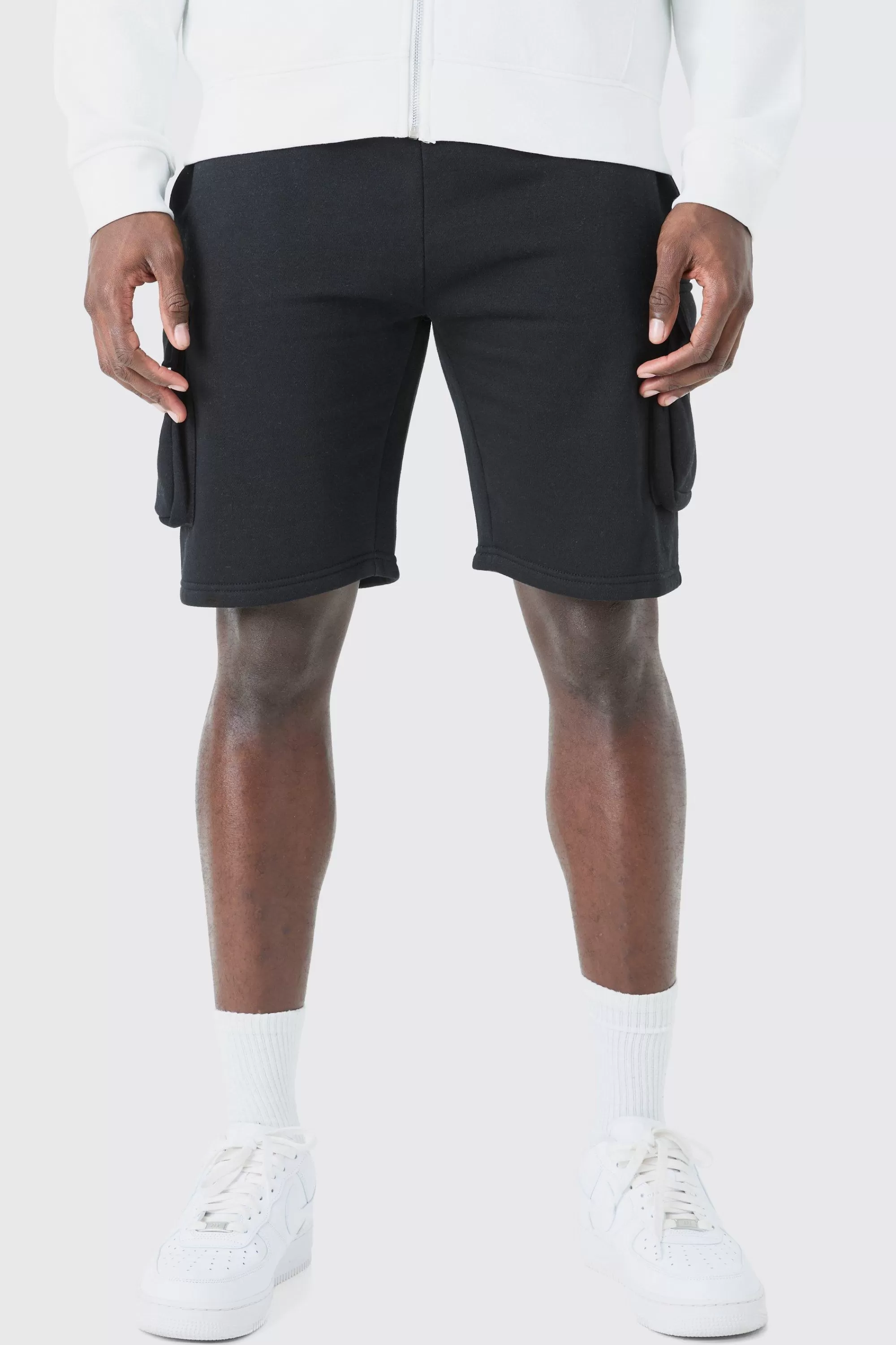 boohooMAN Slim Mid Cargo Jersey Short | UK