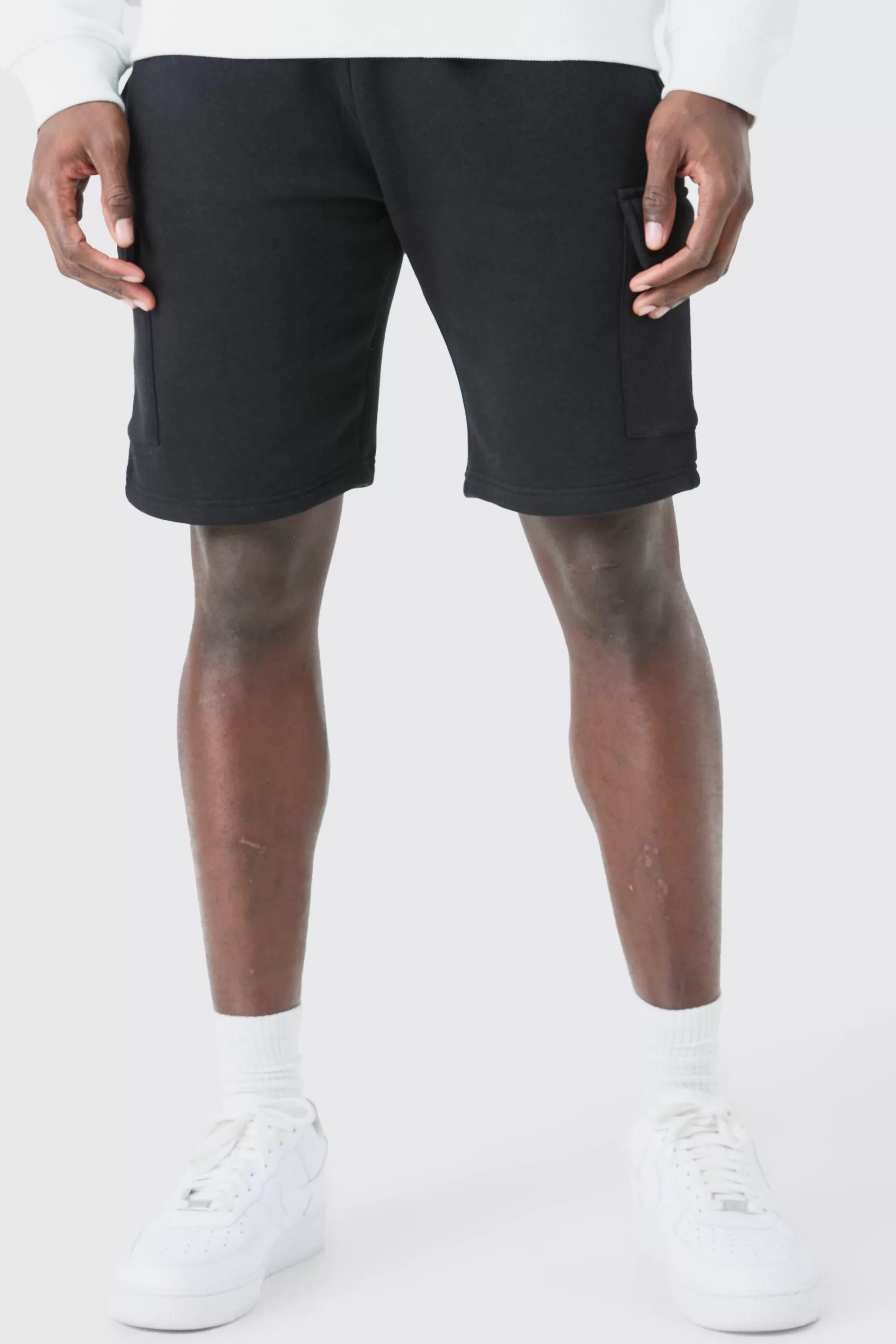 boohooMAN Slim Mid Cargo Jersey Short | UK