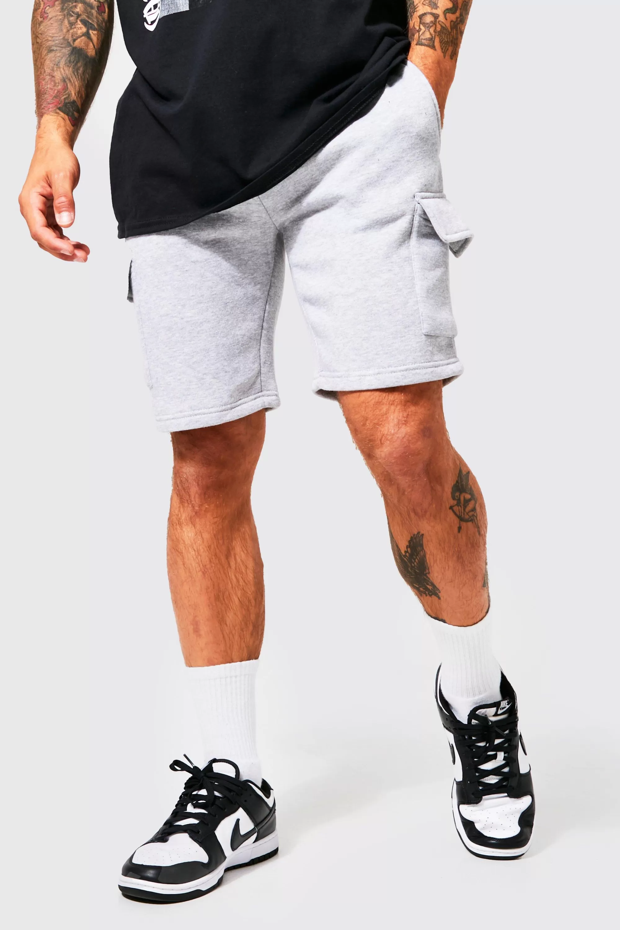 boohooMAN Slim Mid Cargo Jersey Short | UK