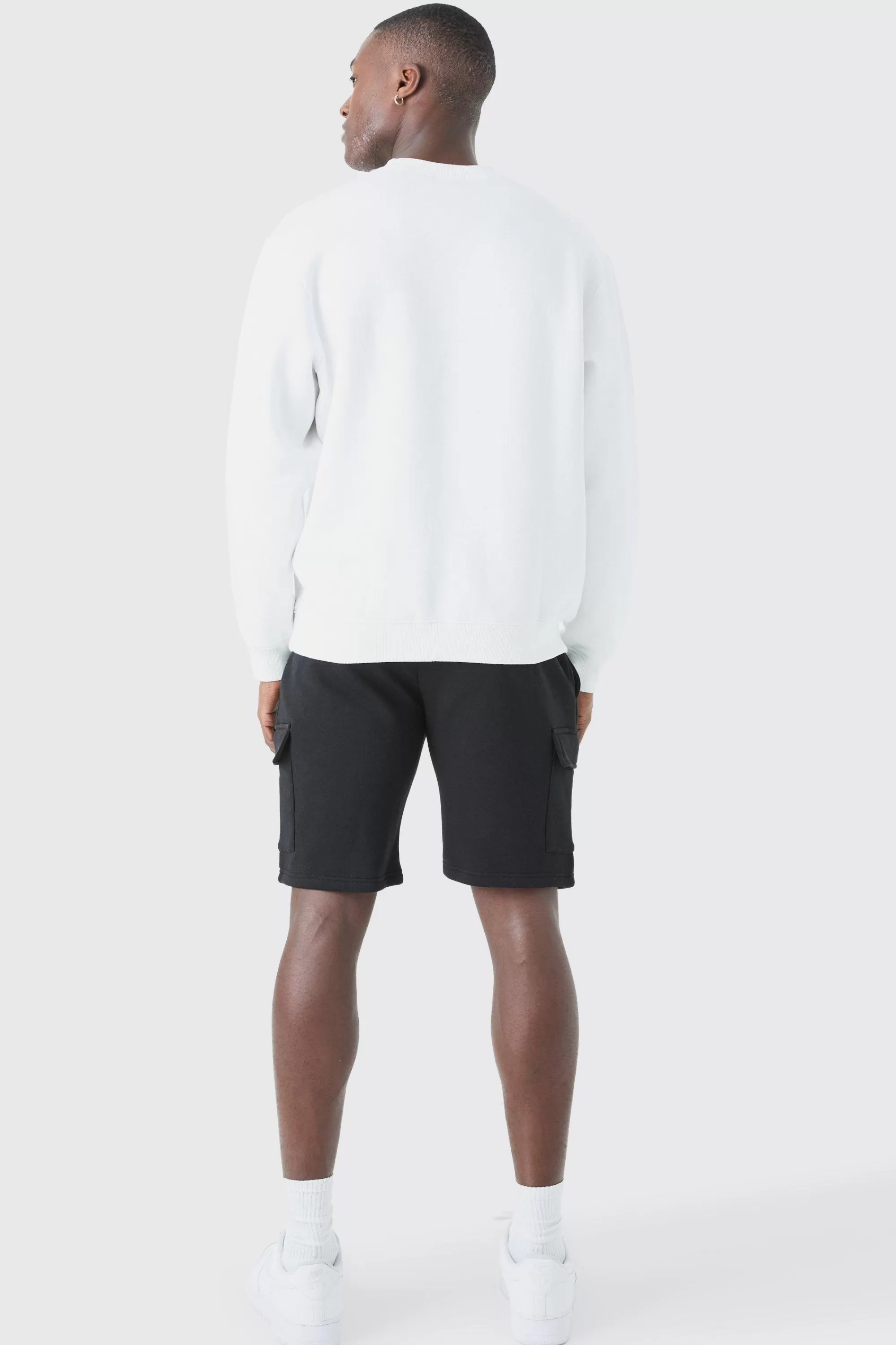 boohooMAN Slim Mid Cargo Jersey Short | UK