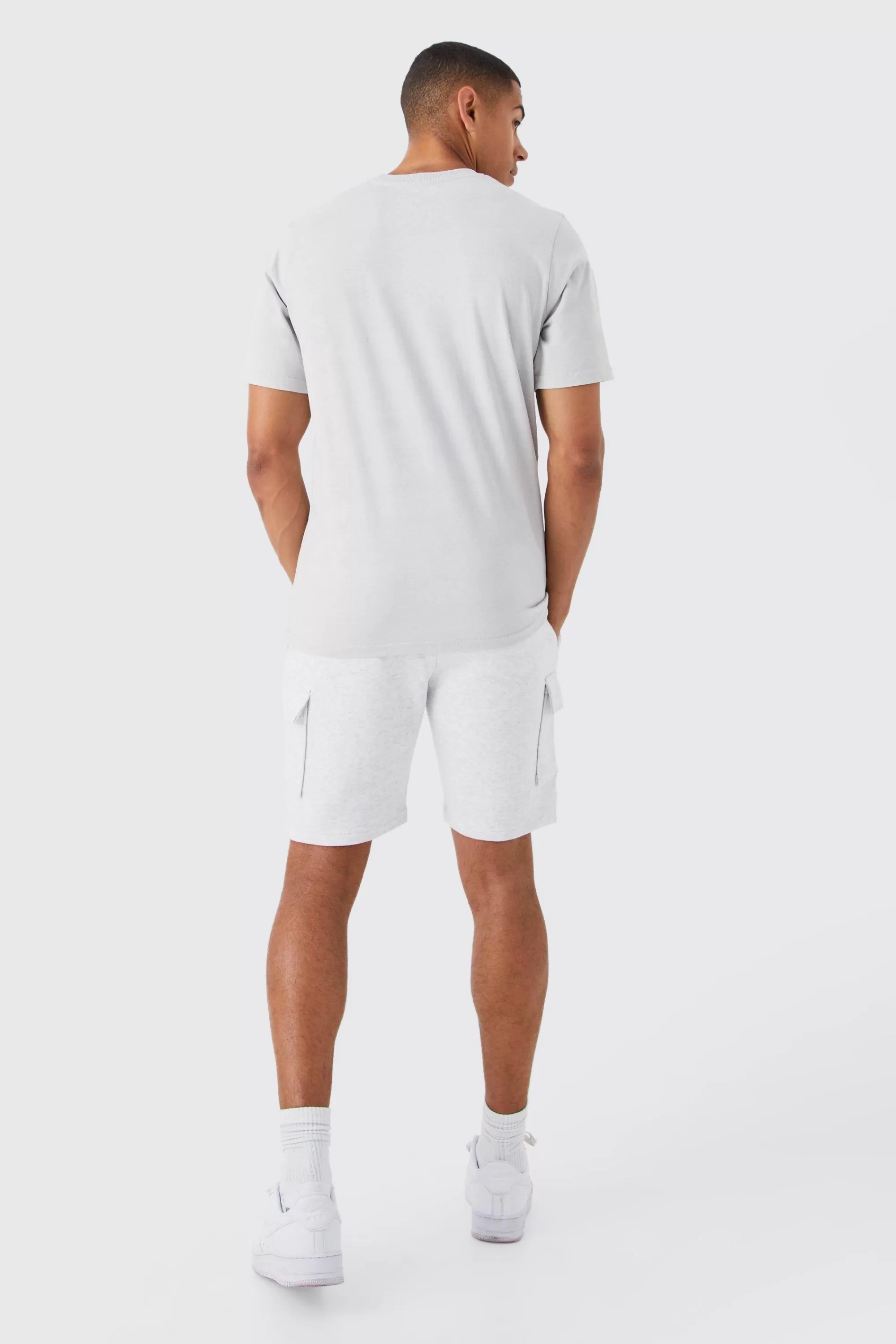 boohooMAN Slim Mid Cargo Jersey Short | UK