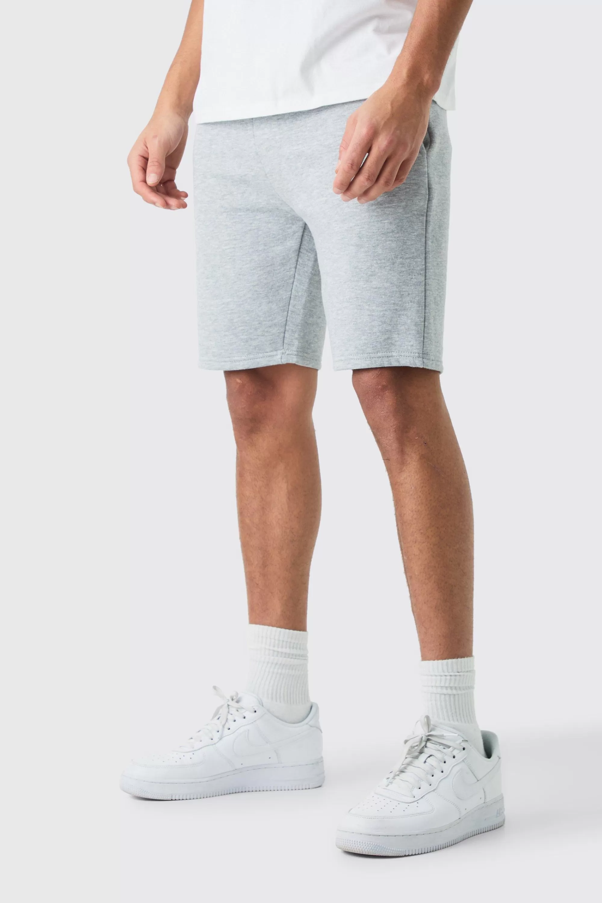 boohooMAN Slim Mid Length Jersey Short | UK