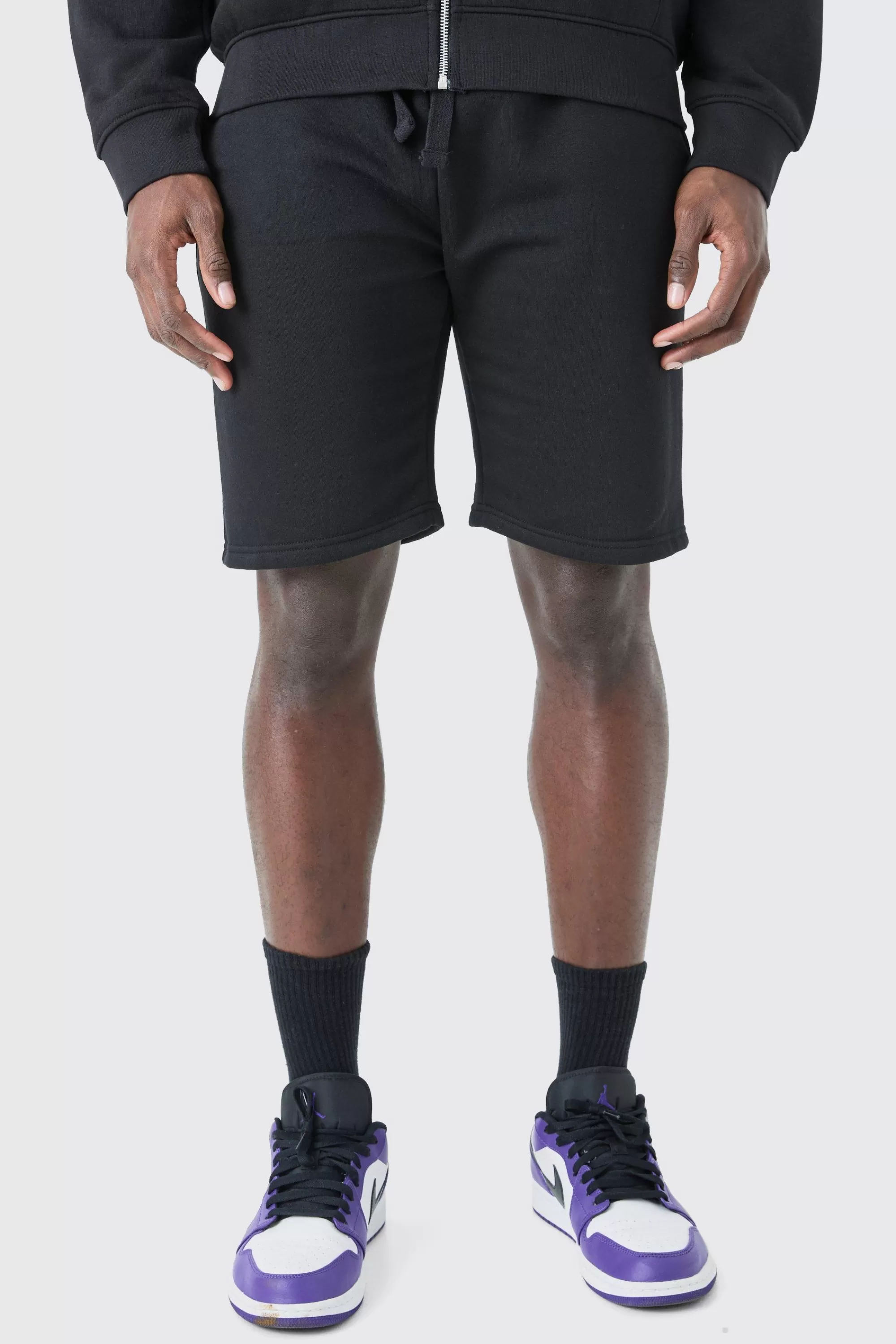 boohooMAN Slim Mid Length Jersey Short | UK