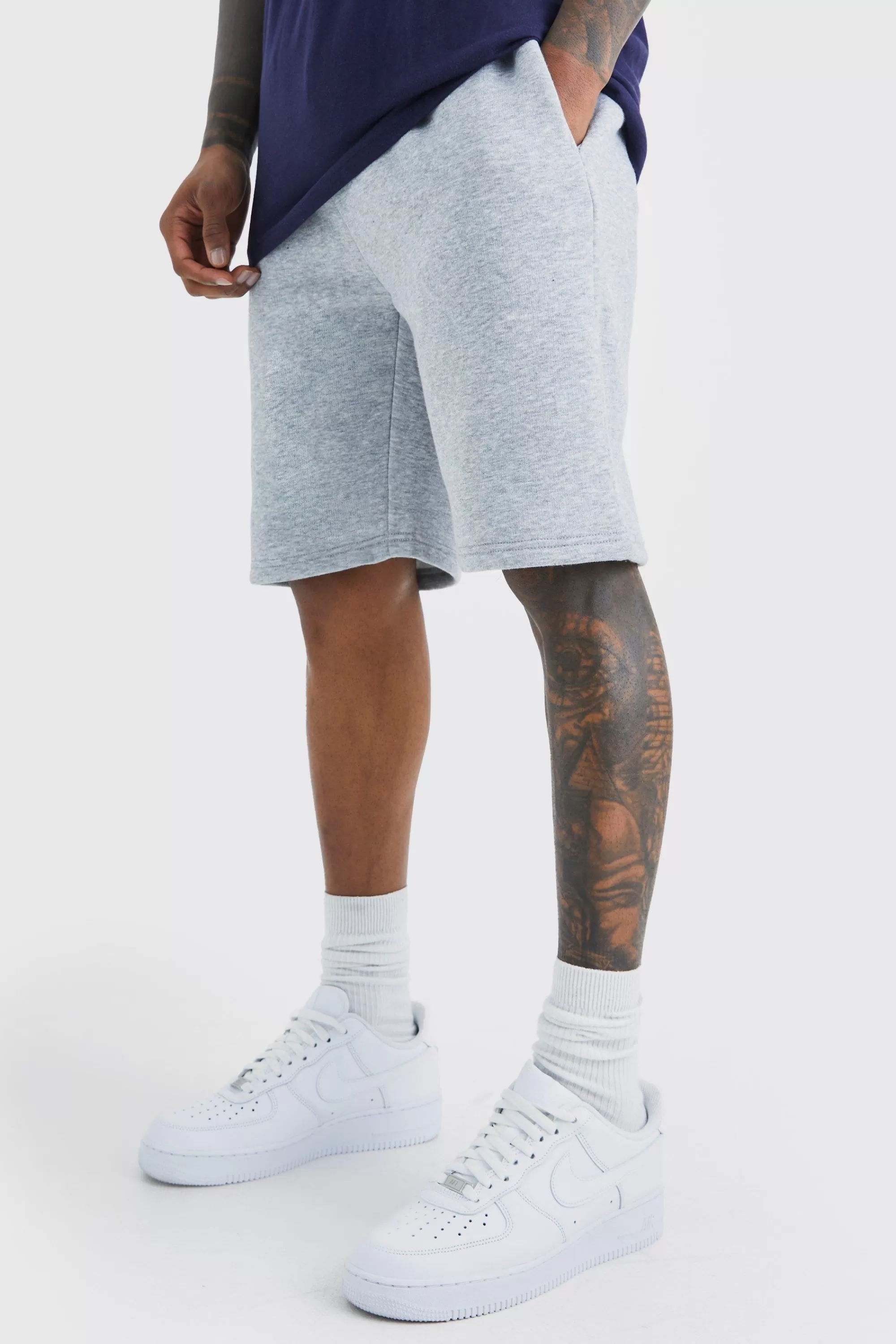 boohooMAN Slim Mid Length Jersey Short | UK
