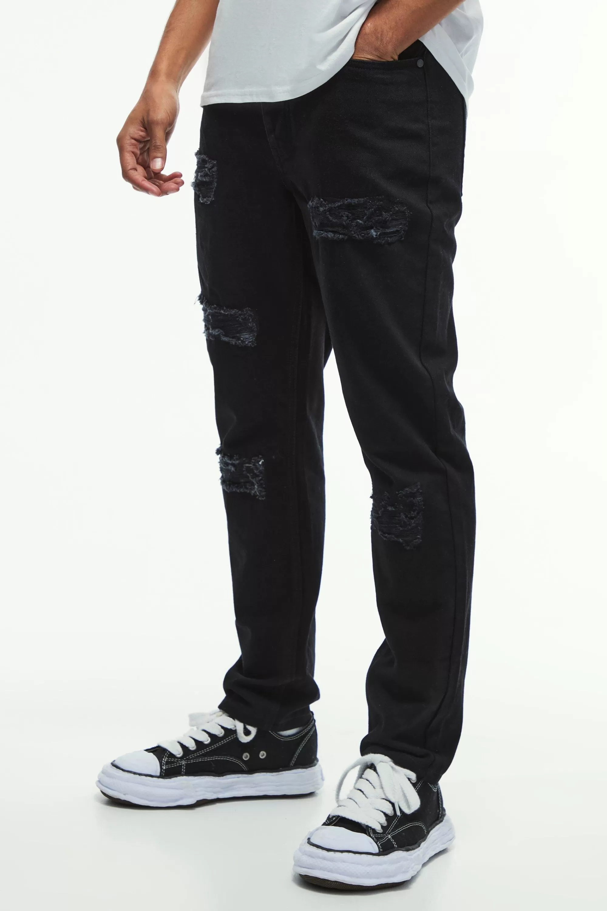 boohooMAN Slim Rigid Ripped Bandana Detail Jeans | UK