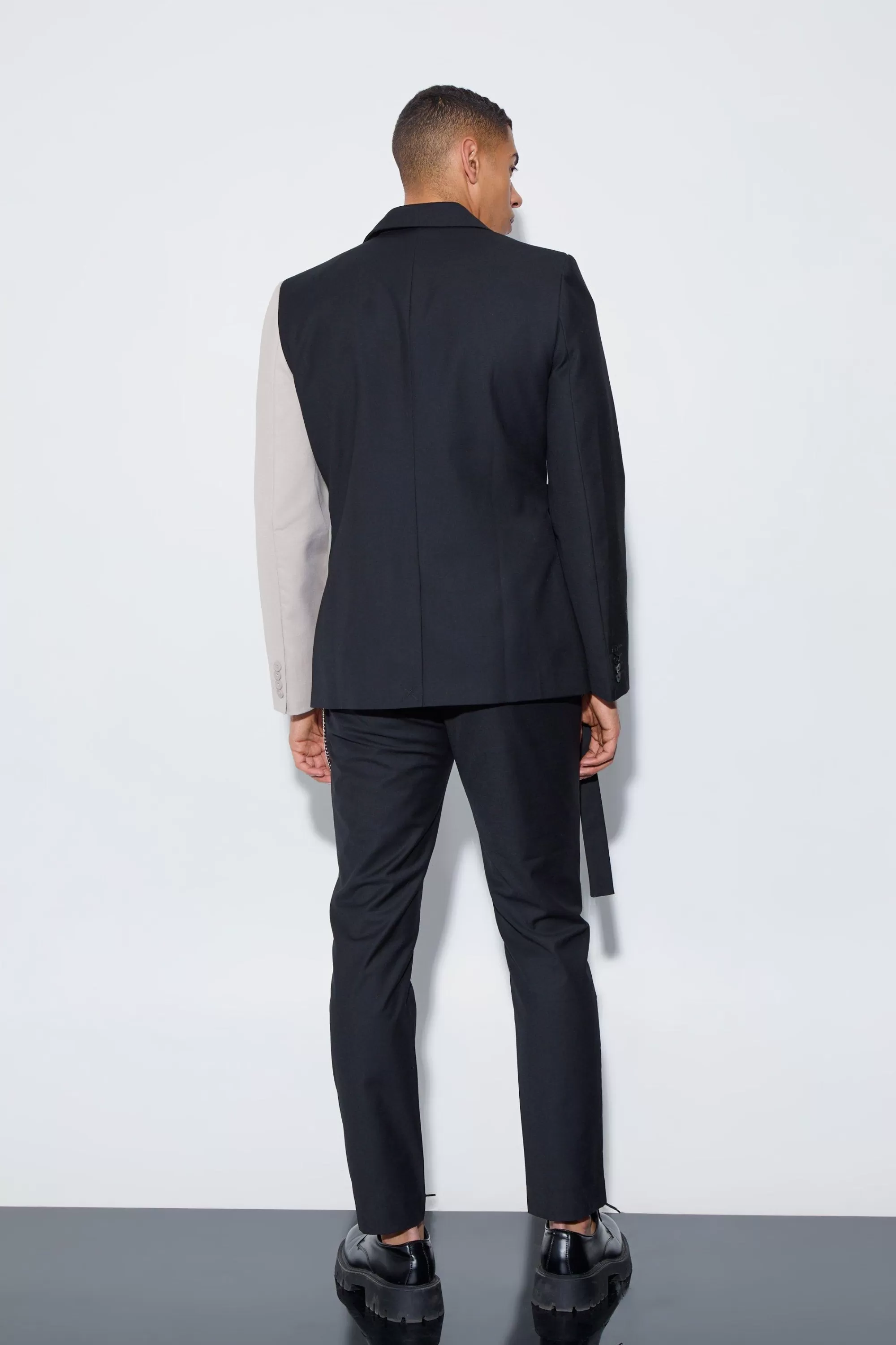 boohooMAN Slim Side Panel Suit Trousers | UK