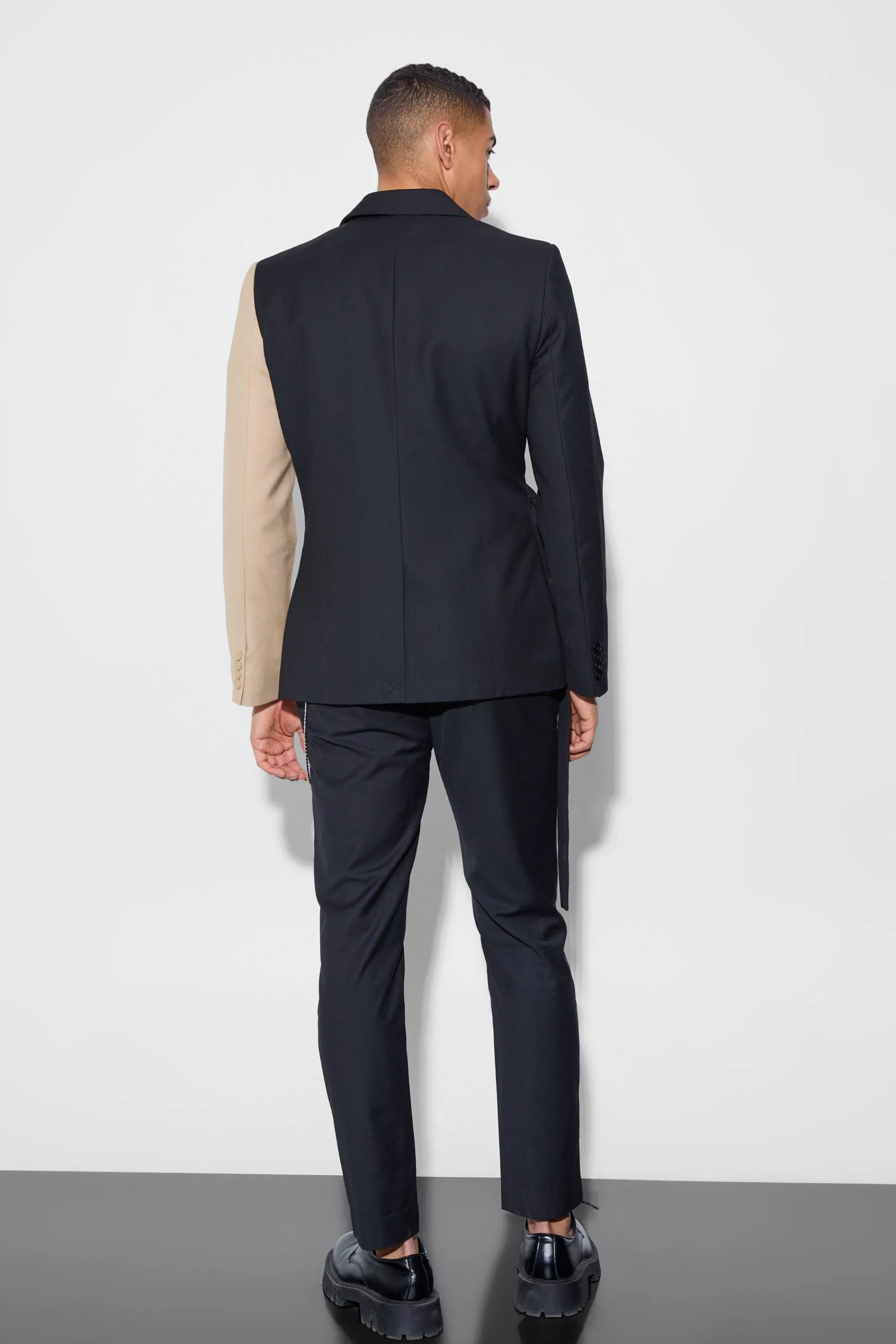 boohooMAN Slim Side Panel Suit Trousers | UK