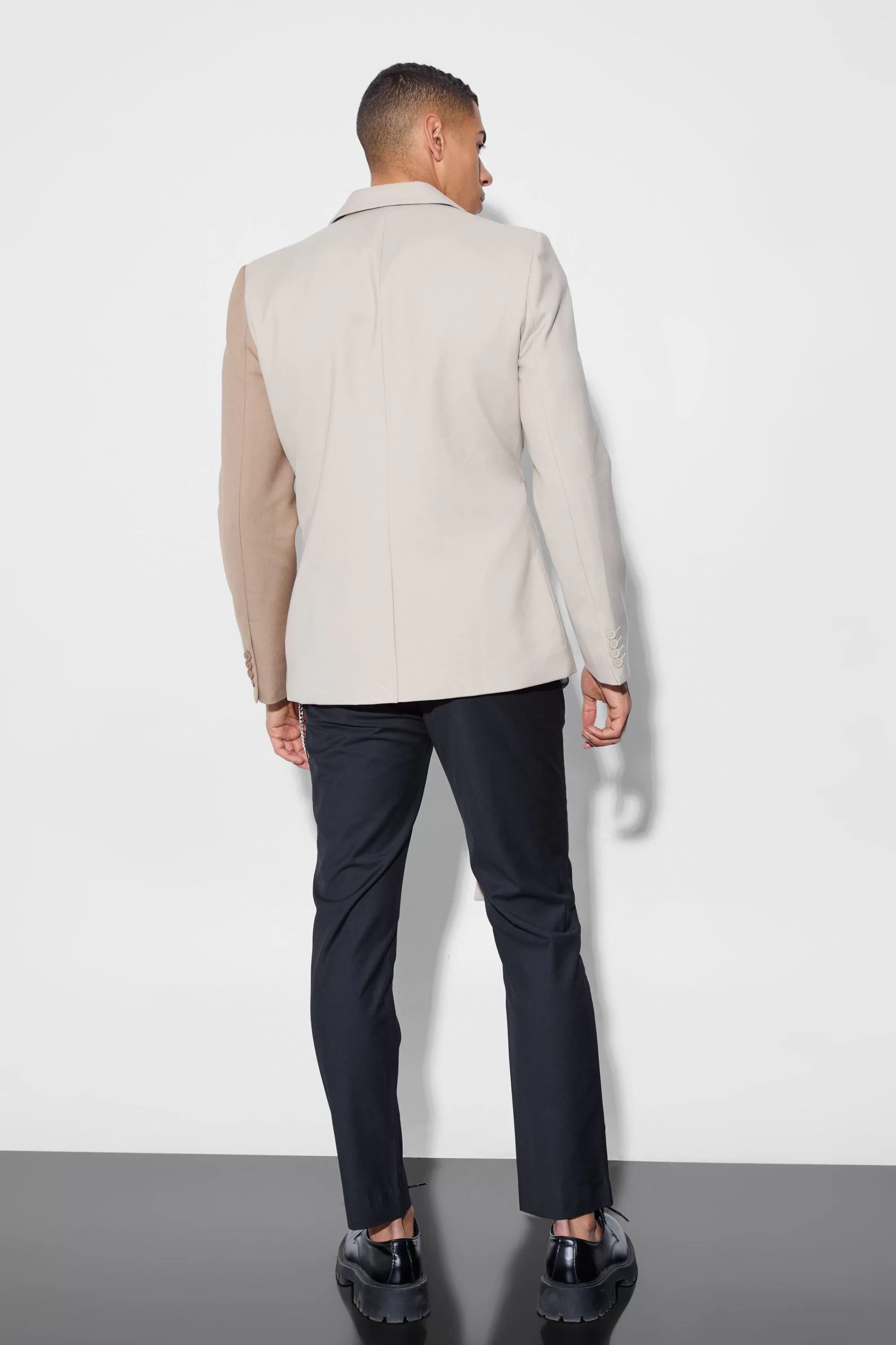 boohooMAN Slim Side Panel Suit Trousers | UK