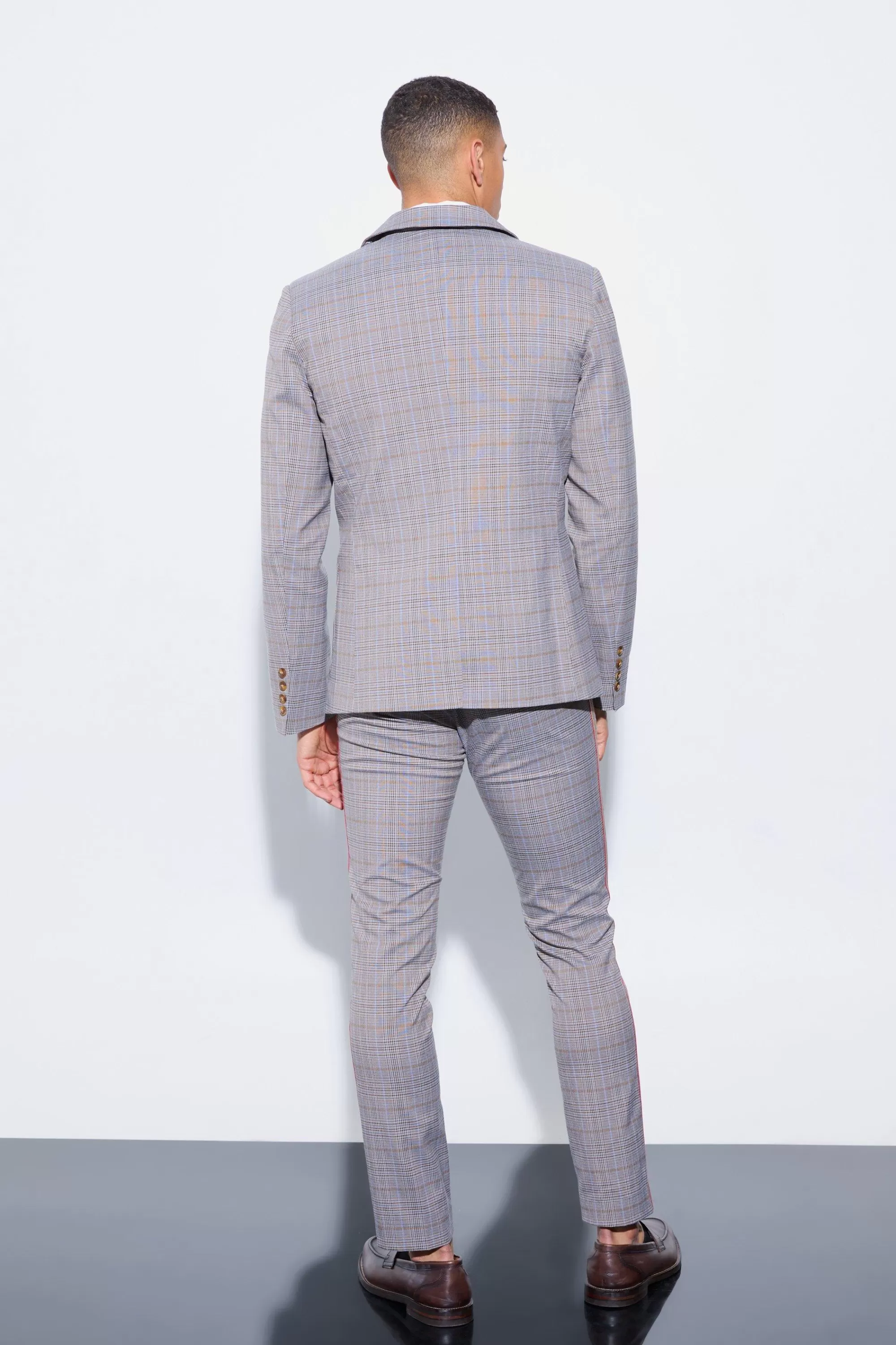 boohooMAN Slim Single Breasted Check Suit | UK
