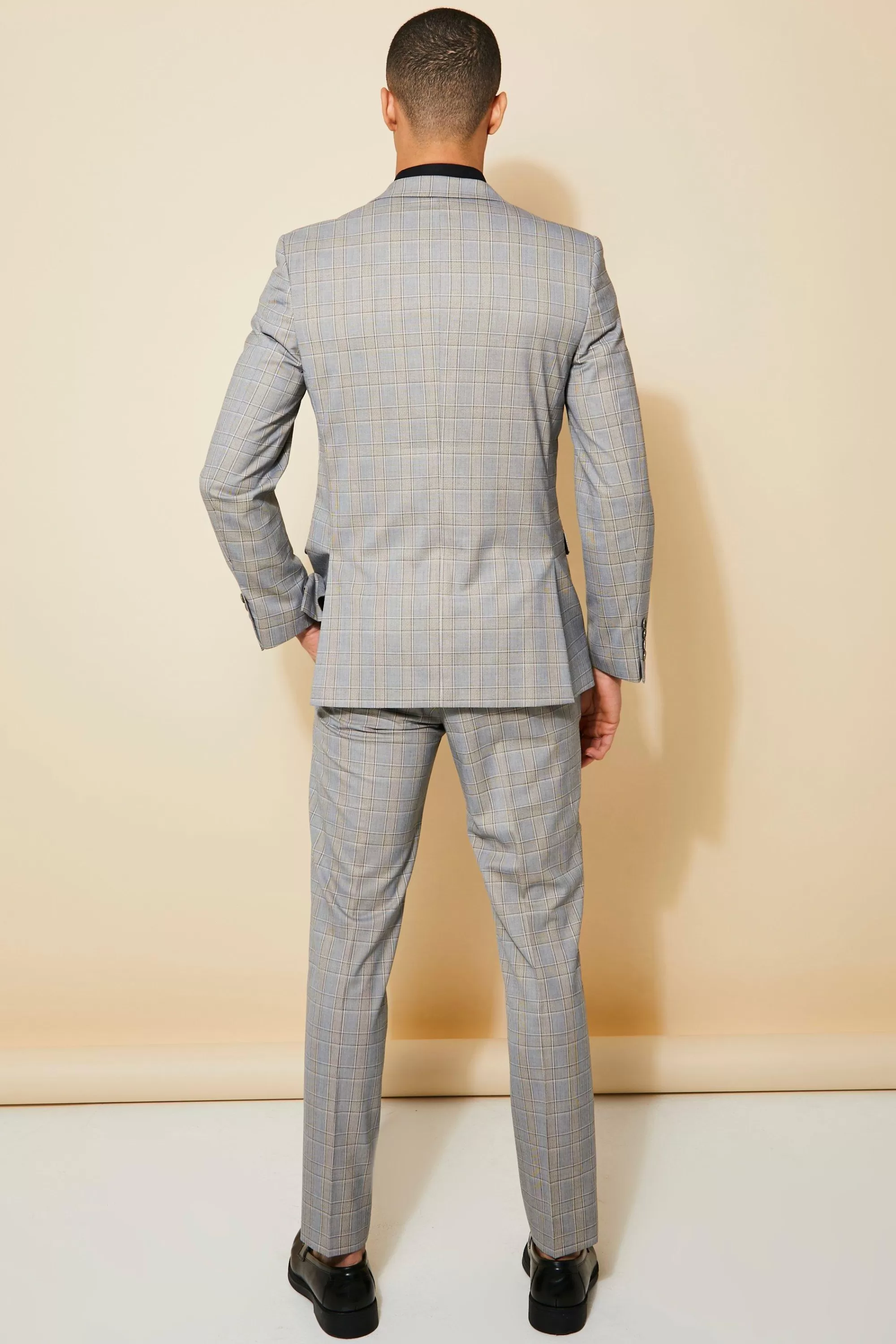 boohooMAN Slim Single Breasted Check Suit Jacket | UK