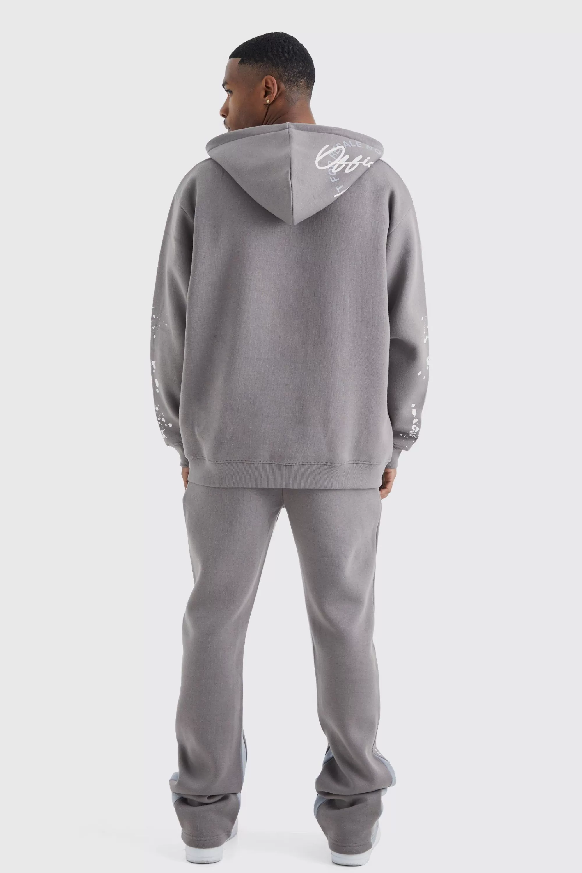 boohooMAN Slim Stacked Flare Jogger With Gusset Panel | UK