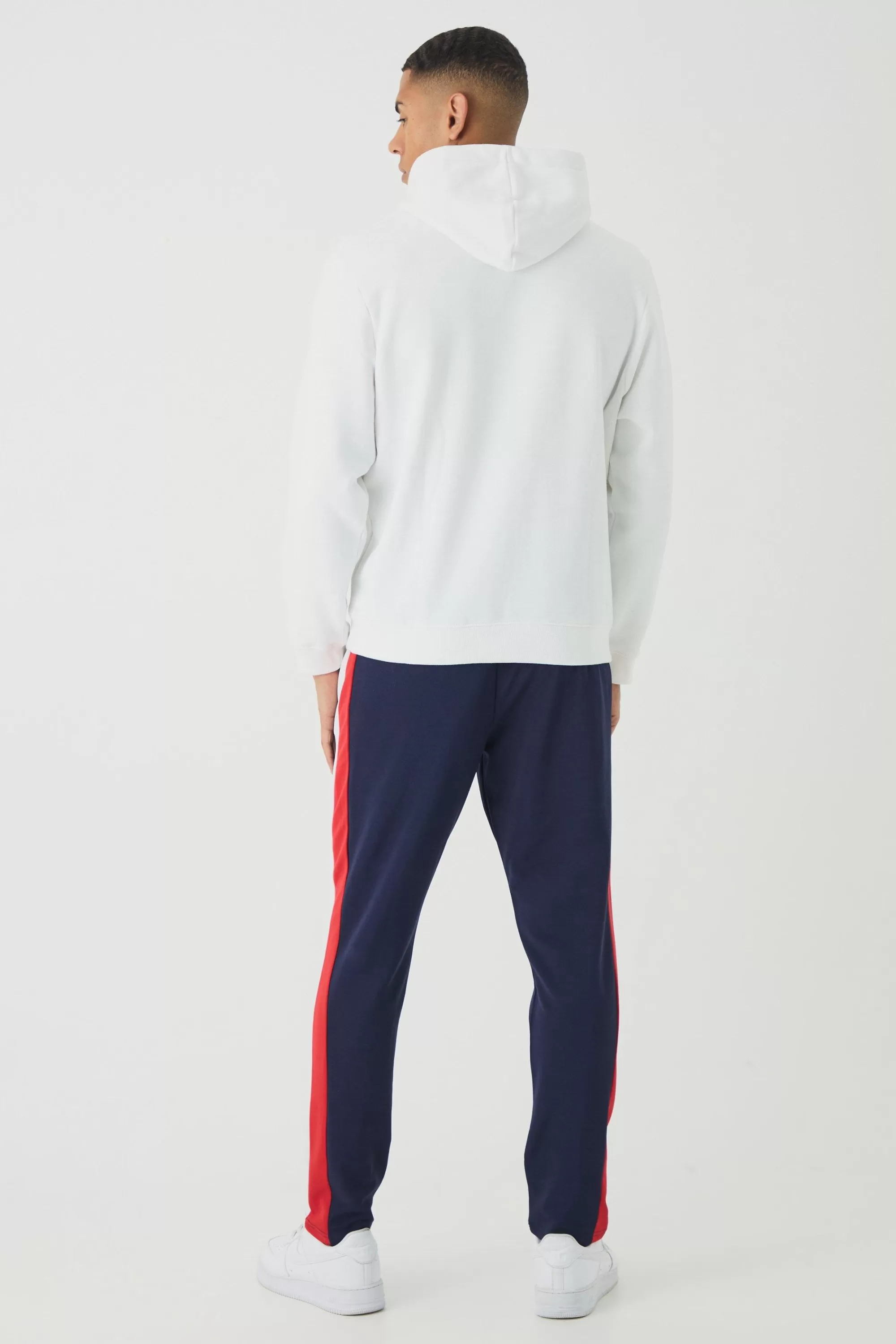 boohooMAN Slim Tapered Pique Panel Embroidered Jogger | UK