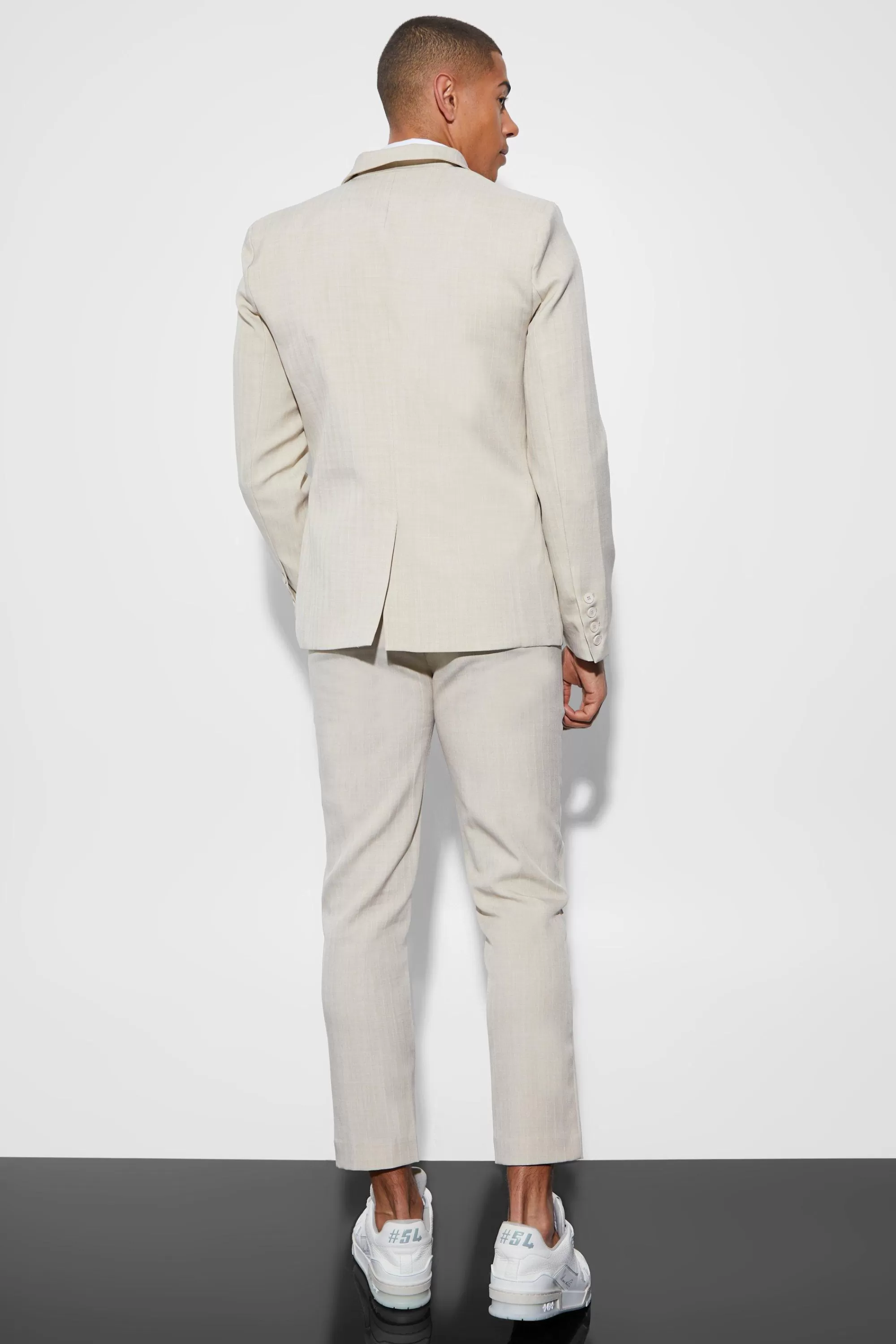 boohooMAN Slim Textured Suit | UK