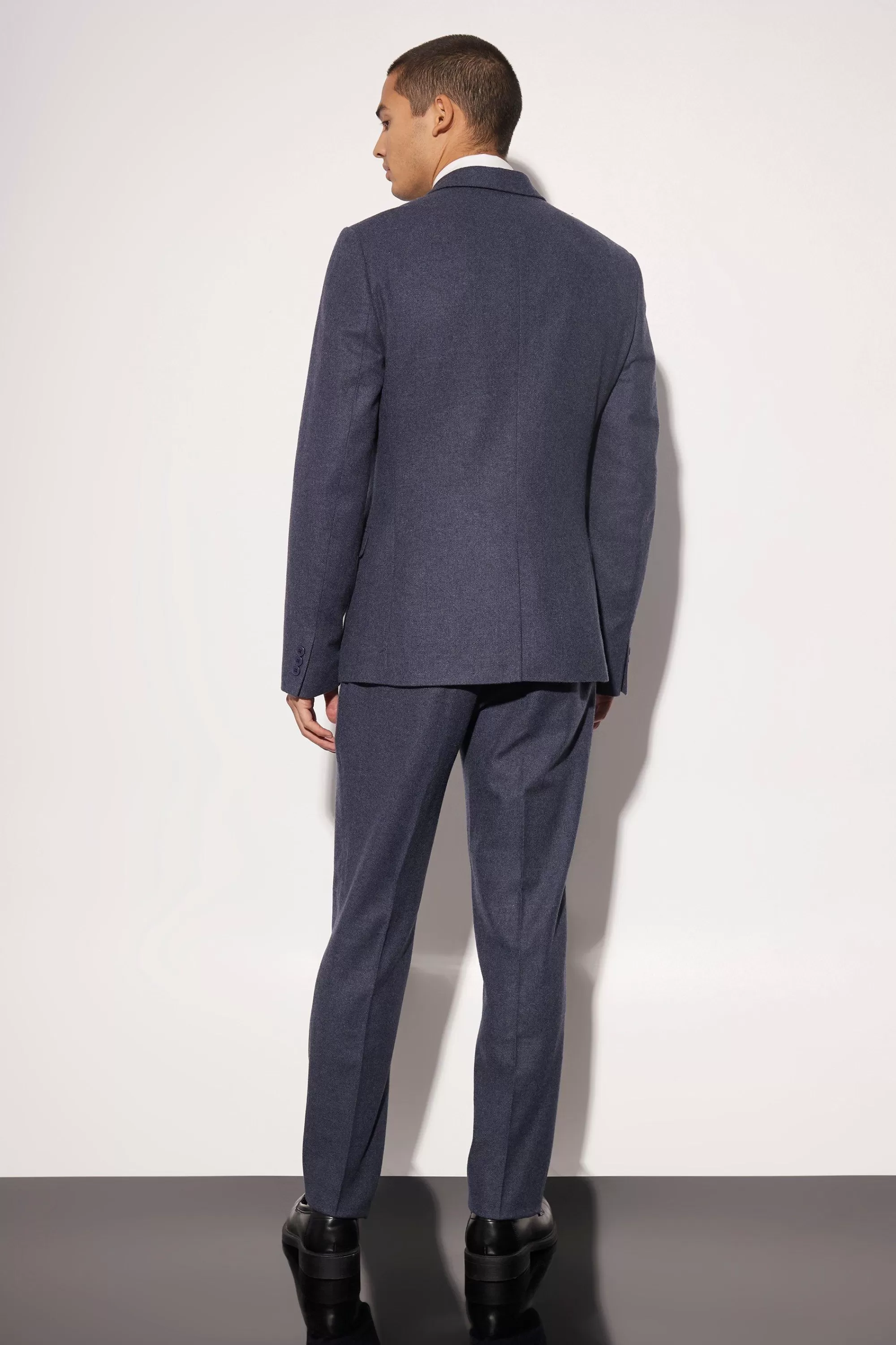 boohooMAN Slim Wool Tweed Single Breasted Suit Jacket | UK