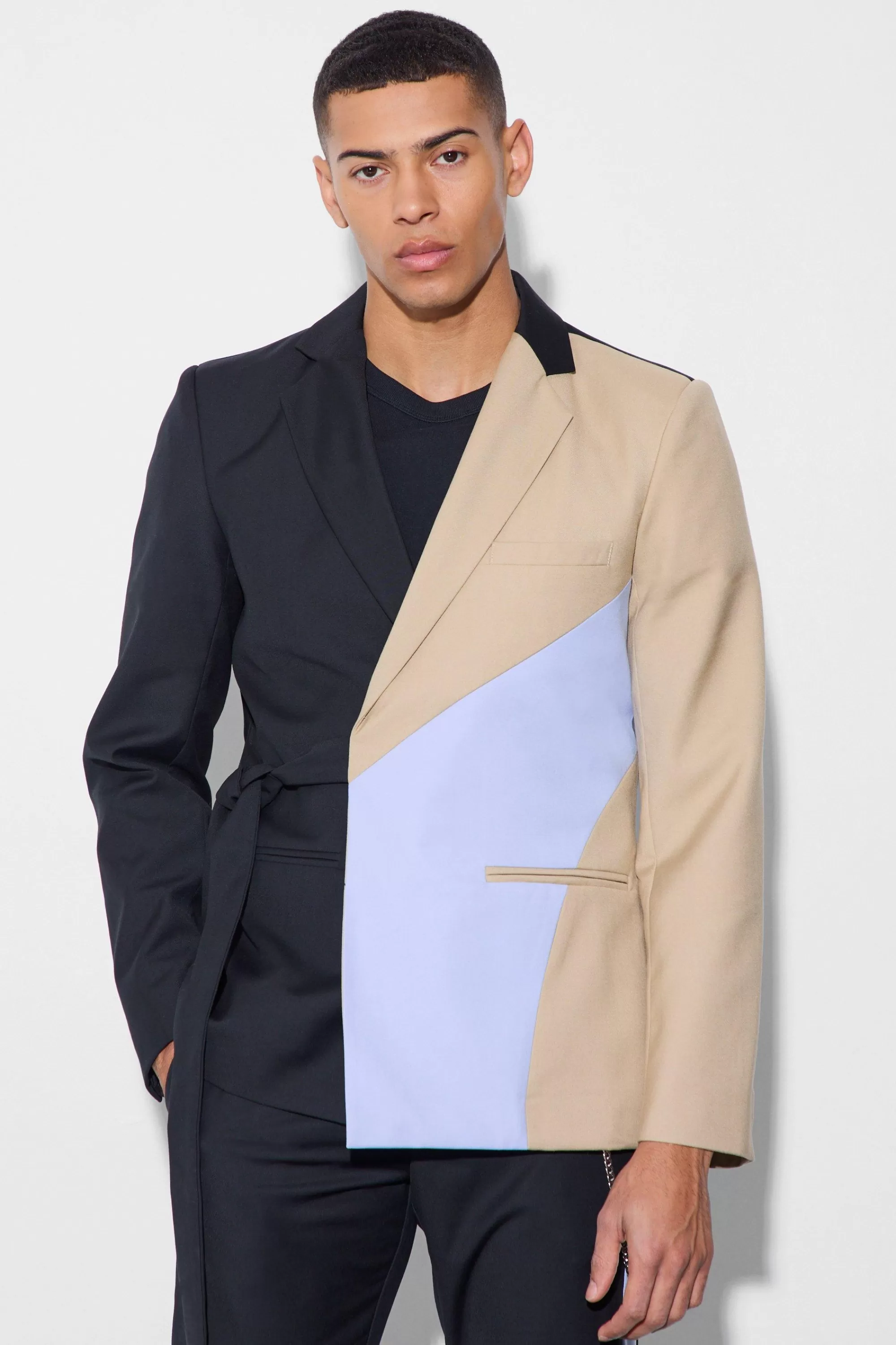boohooMAN Slim Wrap Panel Suit | UK