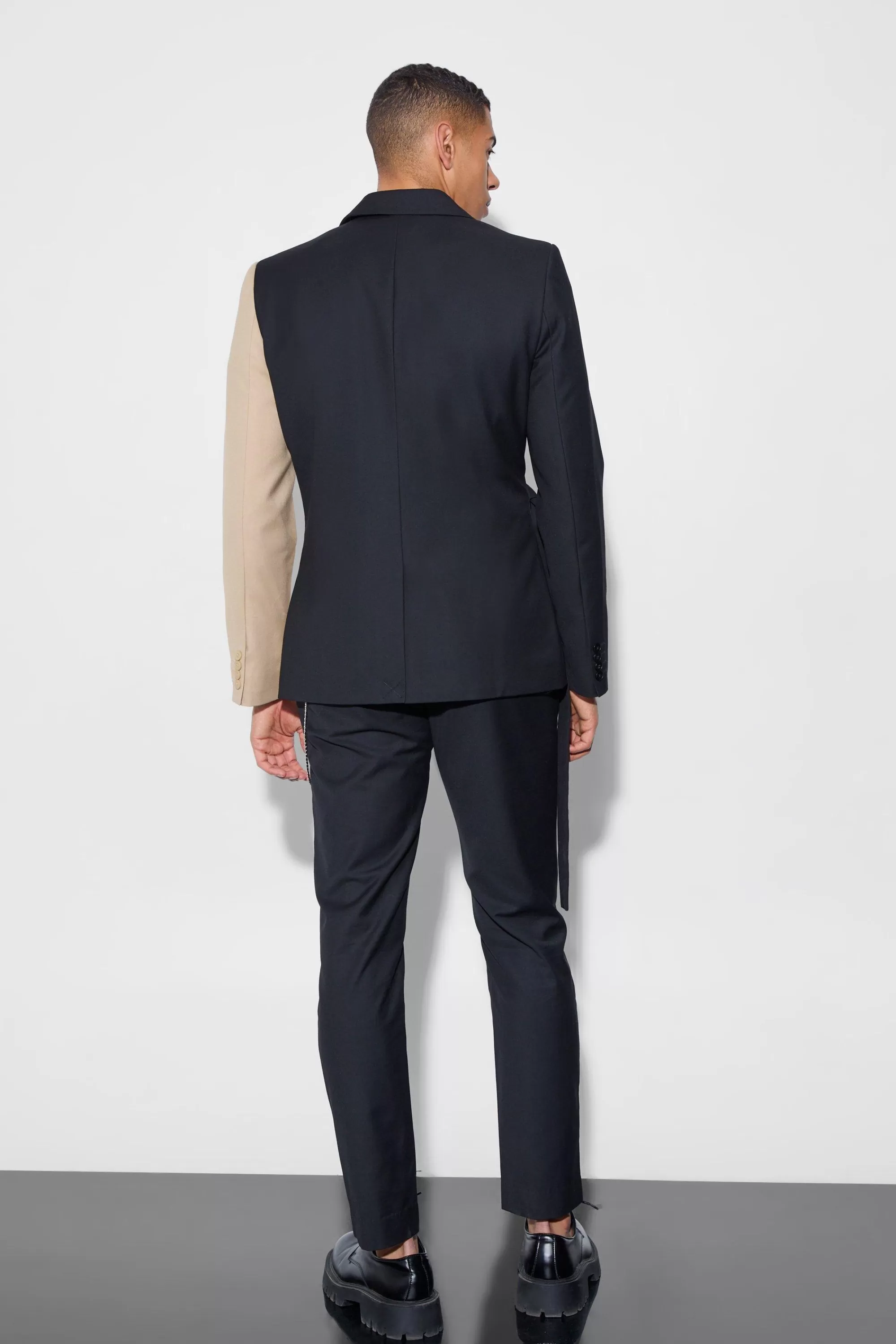 boohooMAN Slim Wrap Panel Suit | UK