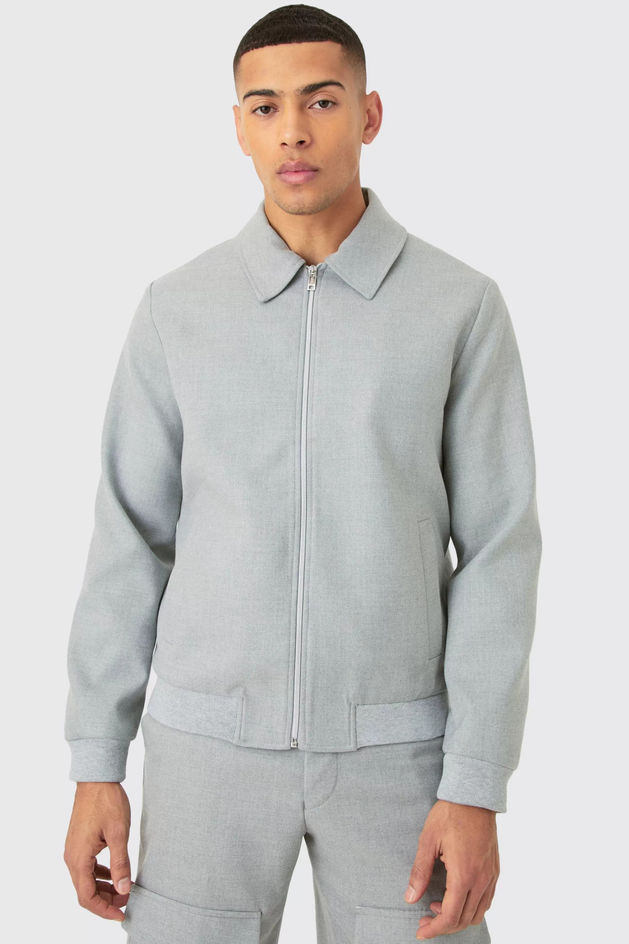 boohooMAN Smart Harrington Jacket | UK