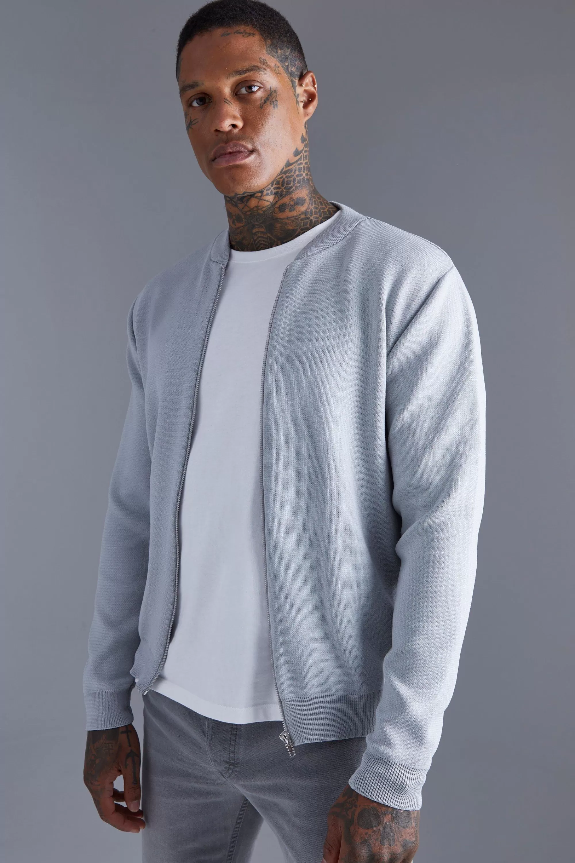 boohooMAN Smart Knitted Bomber | UK