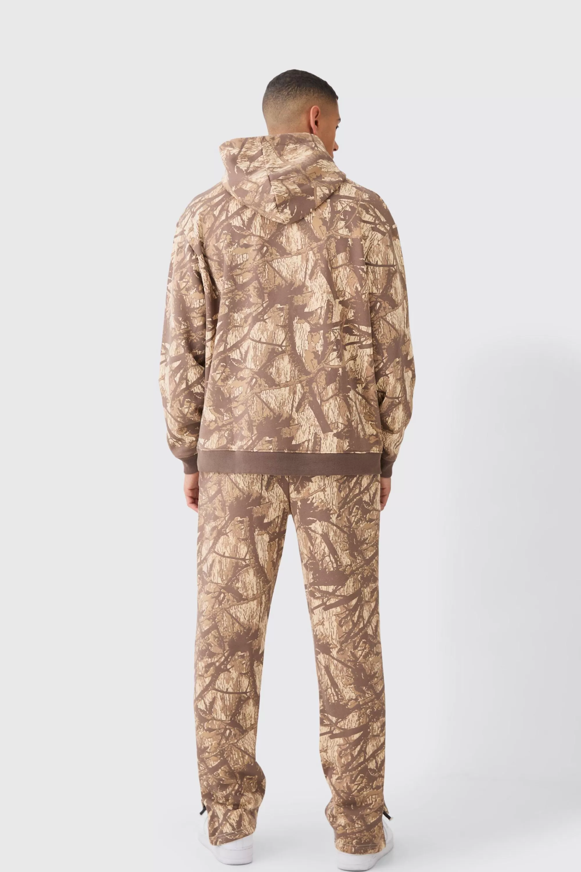 boohooMAN Split Hem Forest Camo Jogger | UK