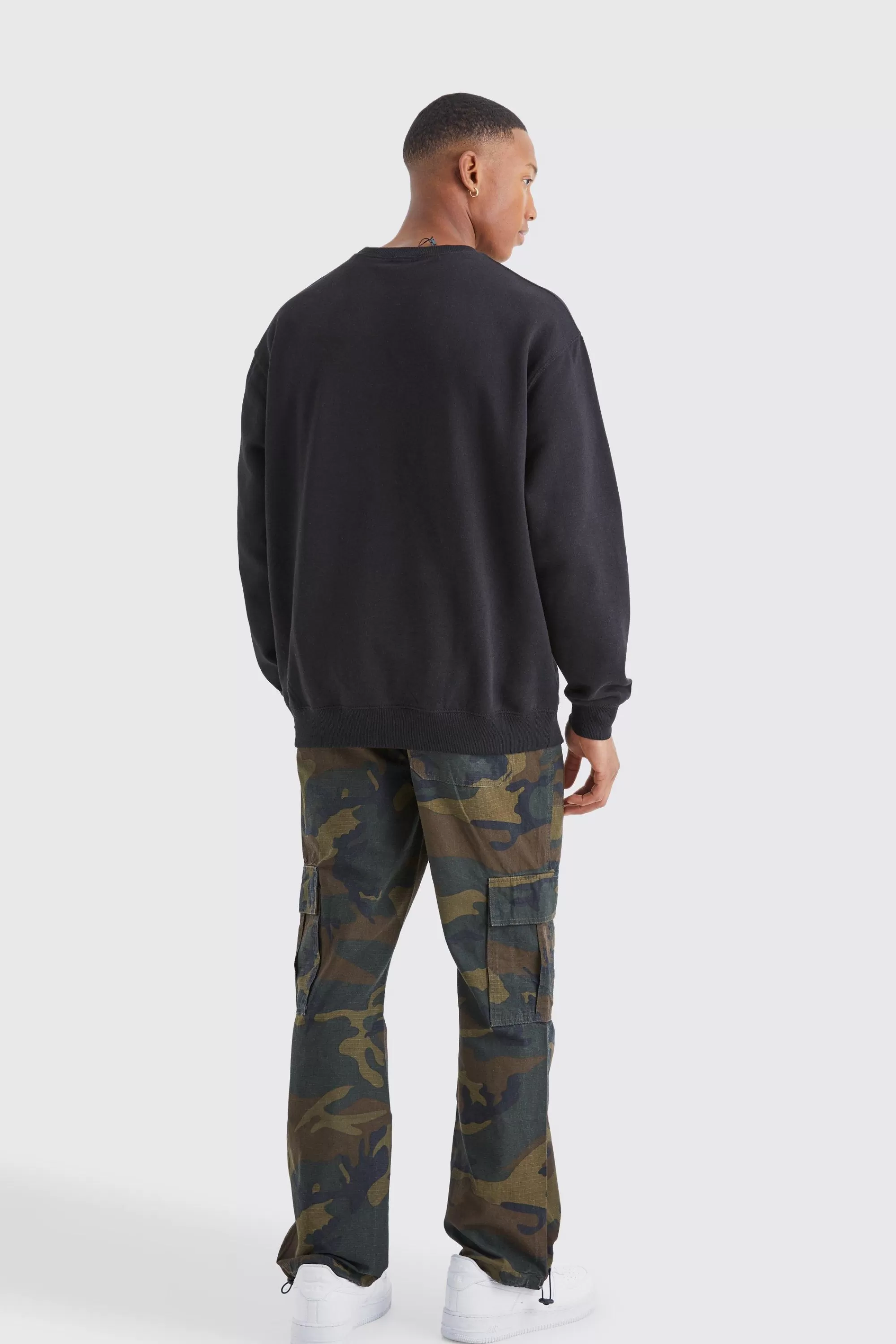 boohooMAN Straight Leg Camo Trouser | UK