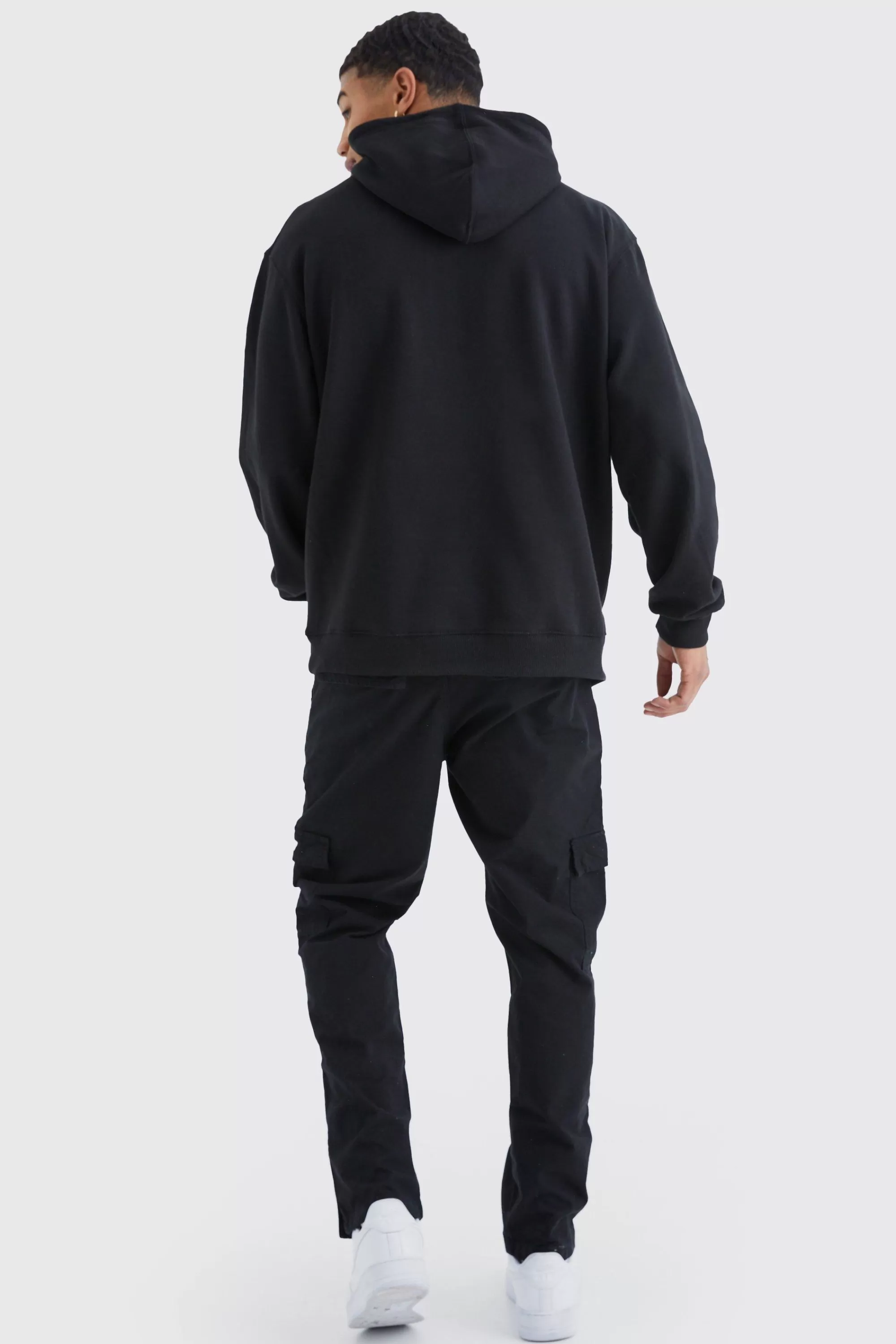 boohooMAN Straight Leg Cargo Popper Hem Ripstop Branded Trouser | UK