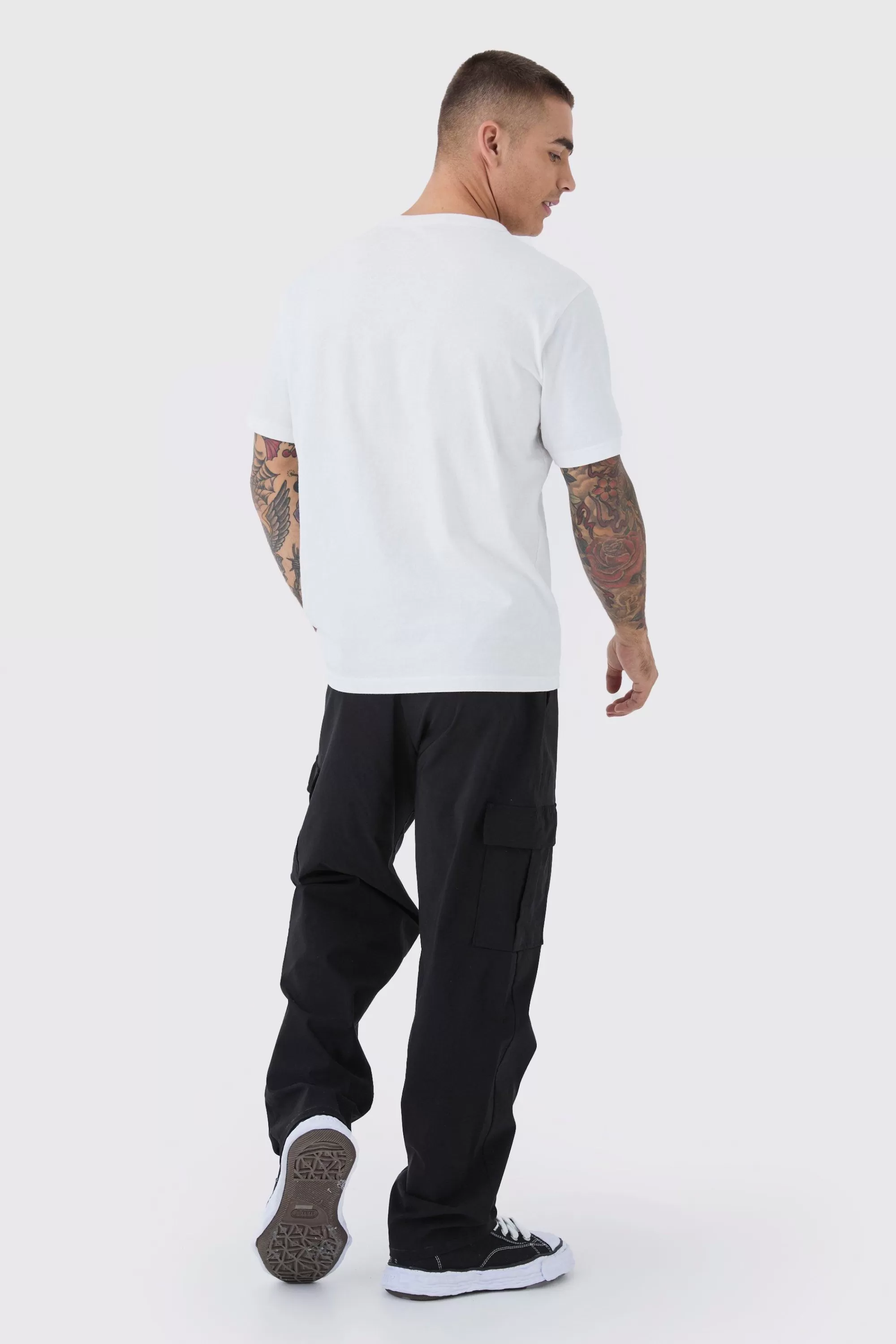 boohooMAN Straight Leg Elasticated Waist Bengaline Cargo Trouser | UK
