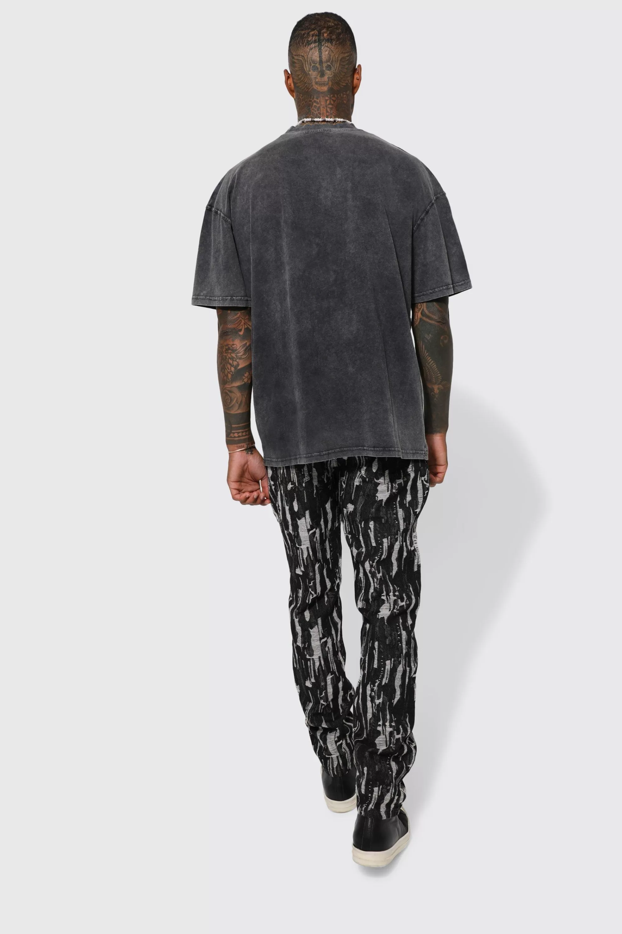 boohooMAN Straight Leg Fabric Interest Jeans | UK