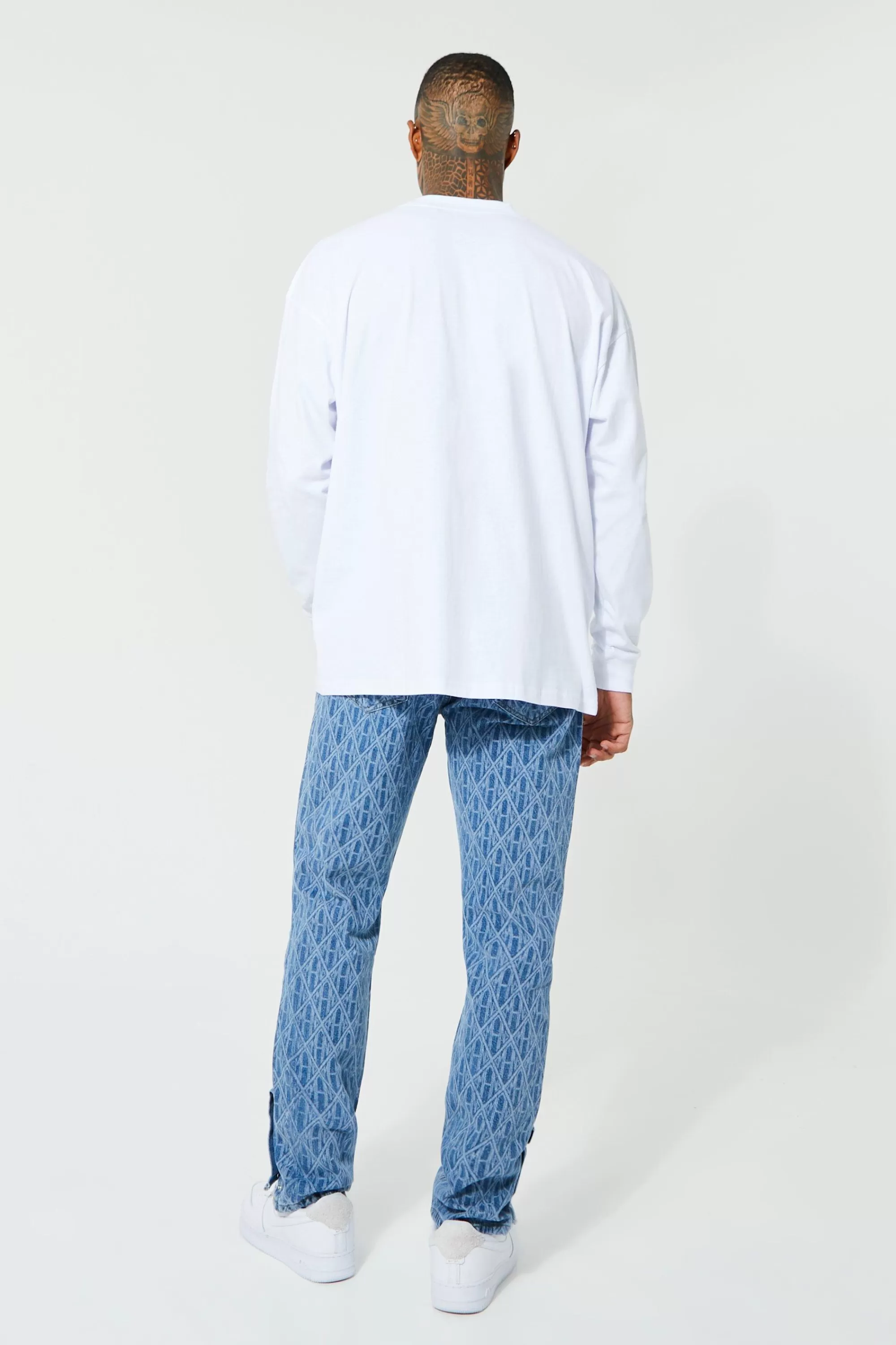 boohooMAN Straight Leg Man Laser Print Jeans | UK