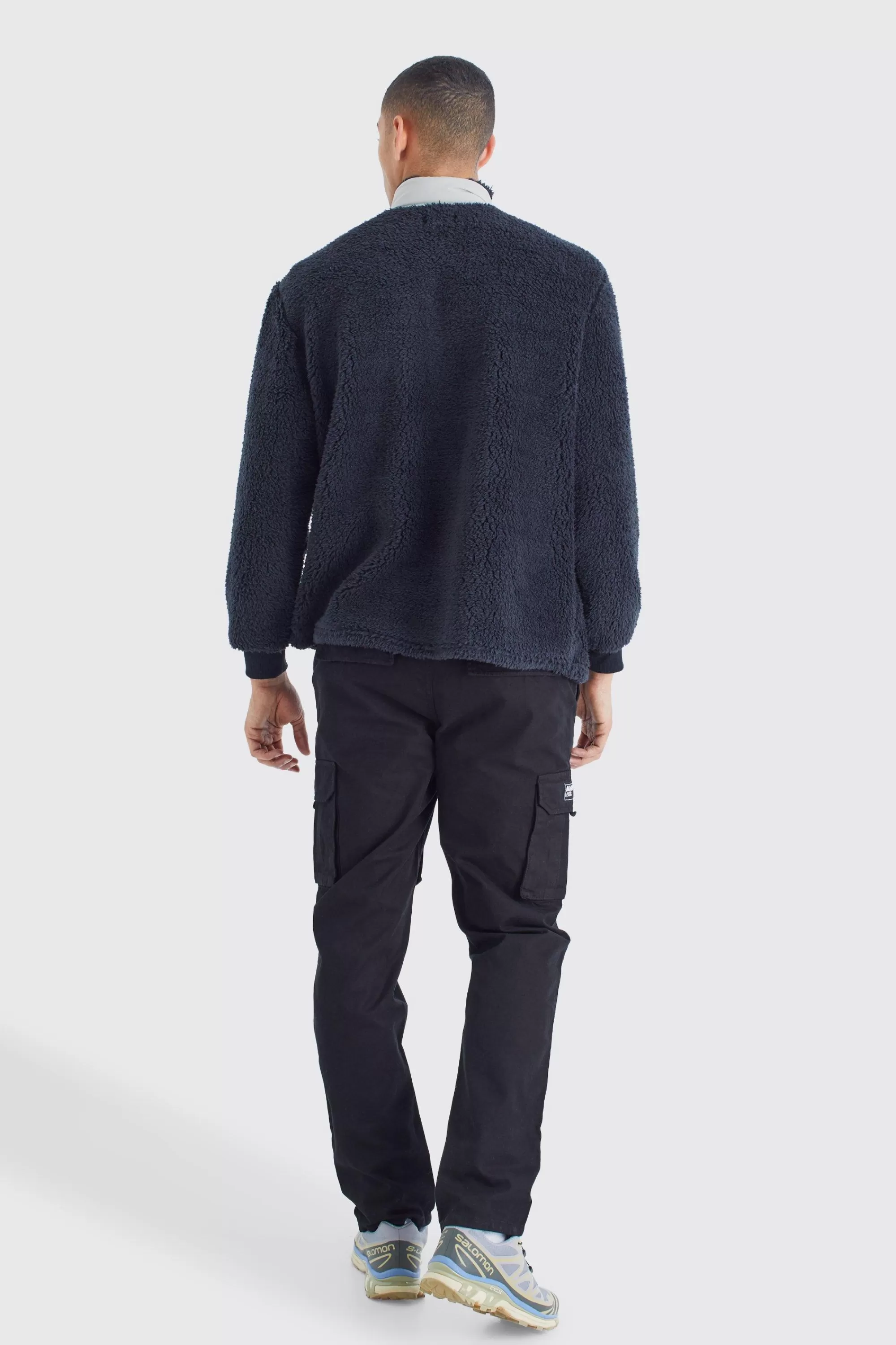 boohooMAN Straight Leg Multi Cargo Trouser With Woven Tab | UK