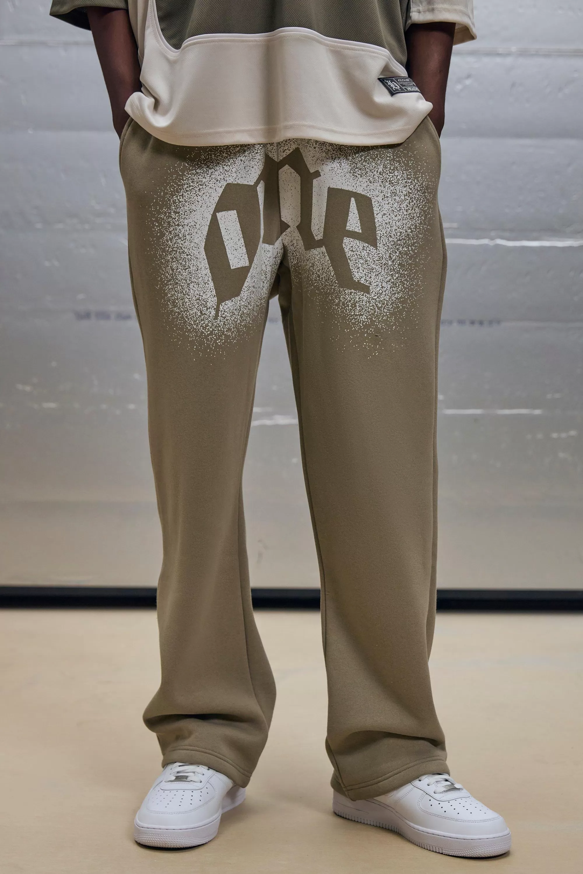 boohooMAN Straight Leg One Front Graphic Joggers | UK