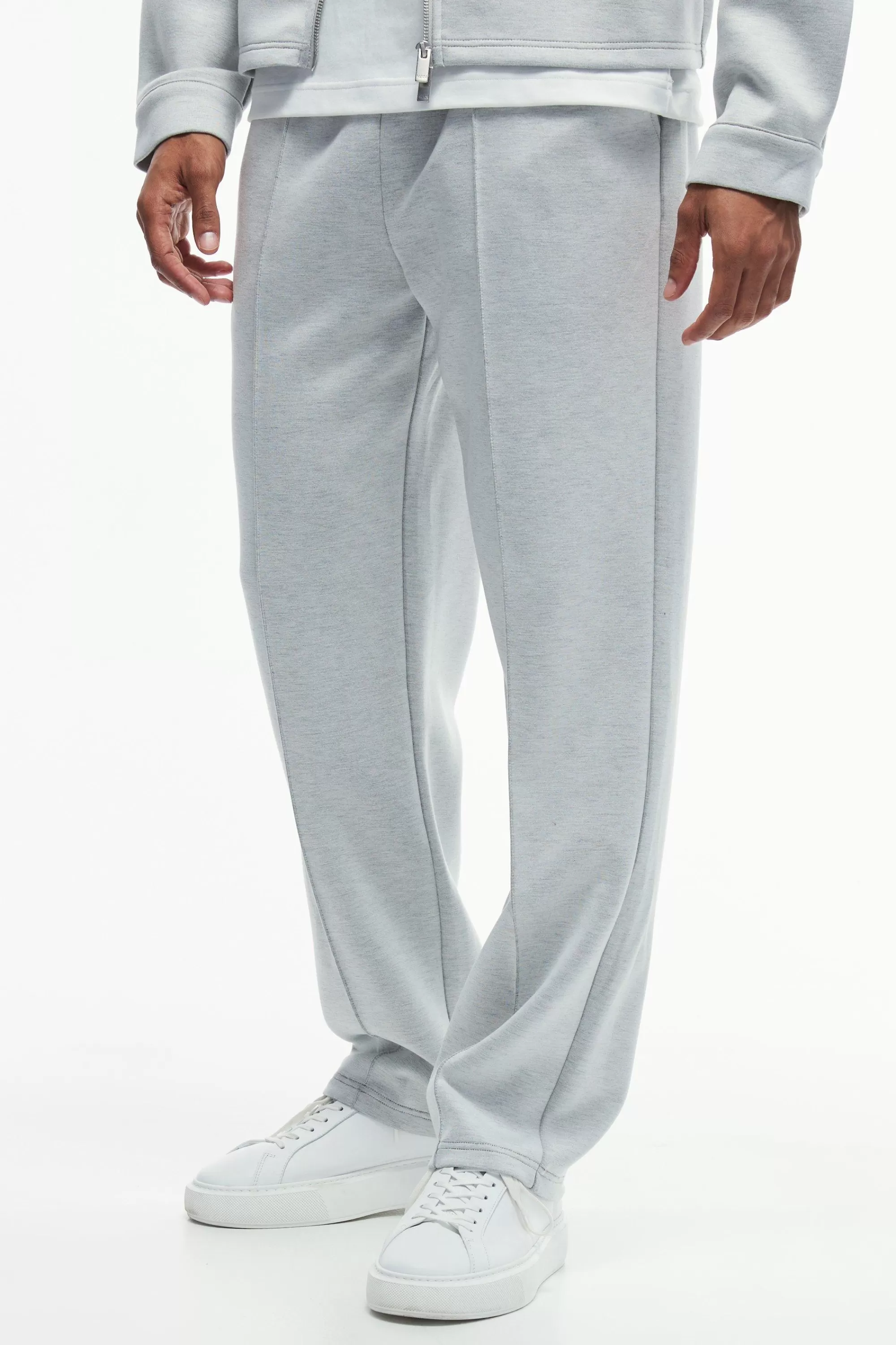 boohooMAN Straight Leg Pintuck Scuba Trouser | UK