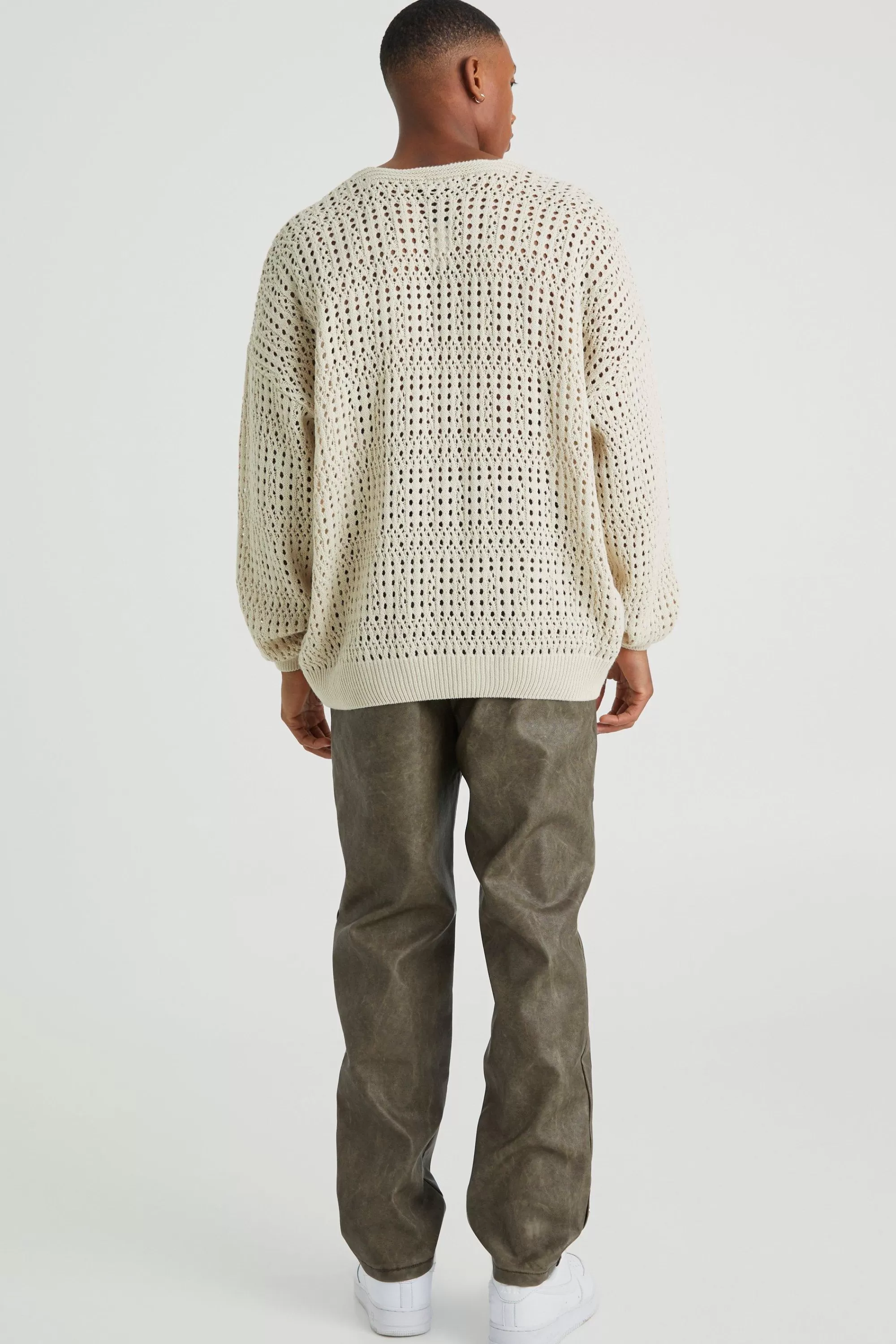 boohooMAN Straight Leg Popper Hem Pu Trouser | UK