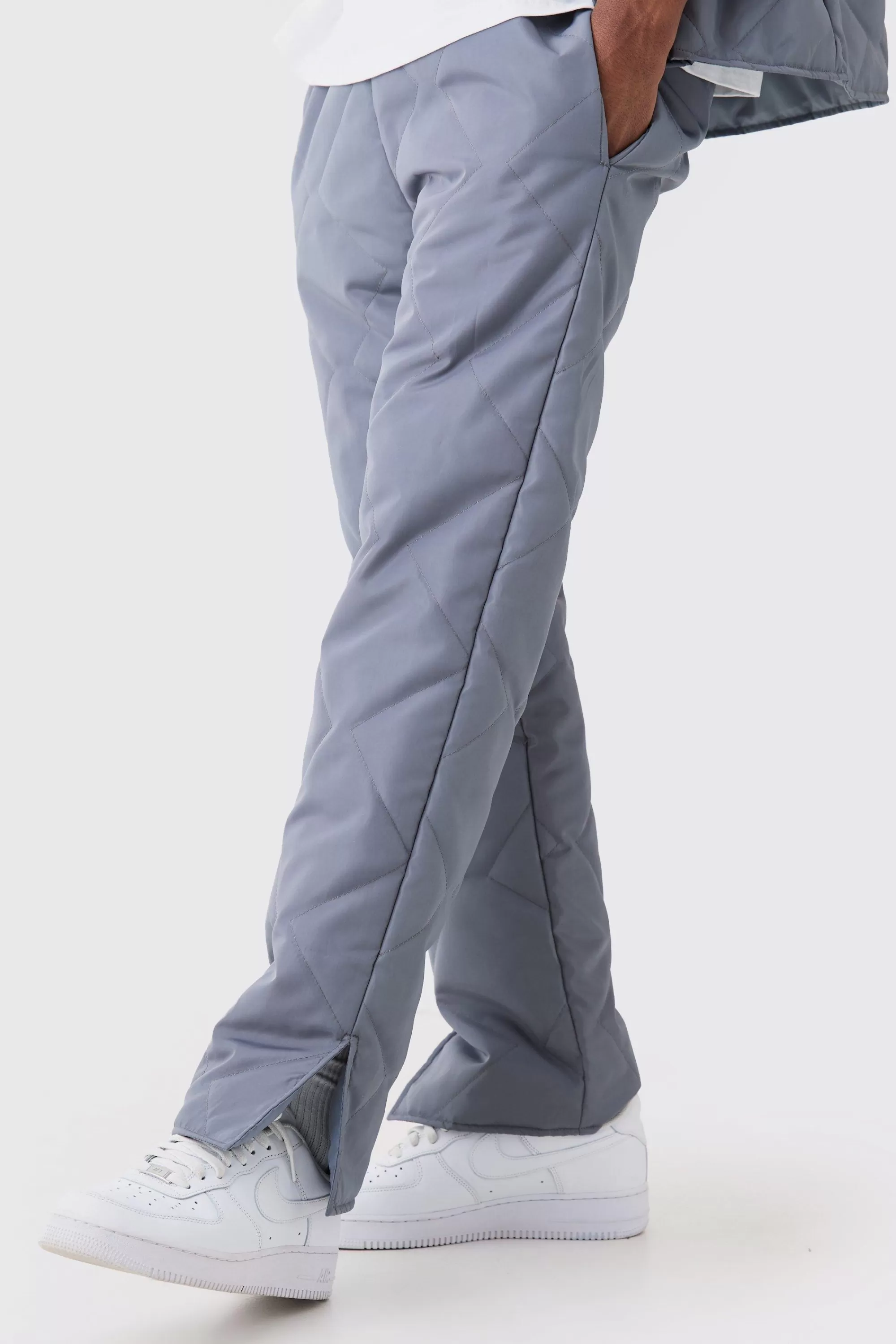 boohooMAN Straight Leg Quilted Trouser | UK