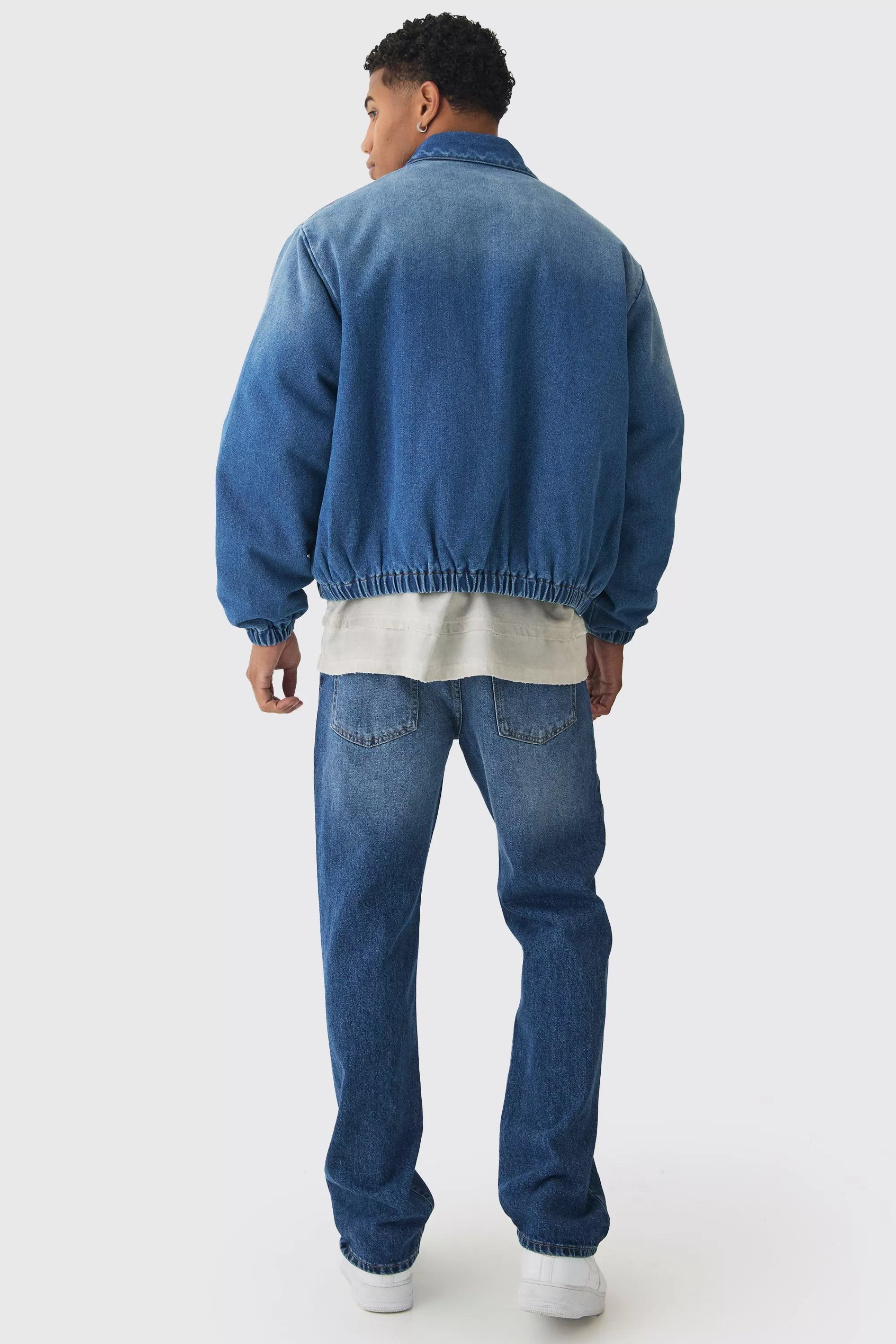 boohooMAN Straight Leg Rigid Ripped Knee Tinted Jeans | UK