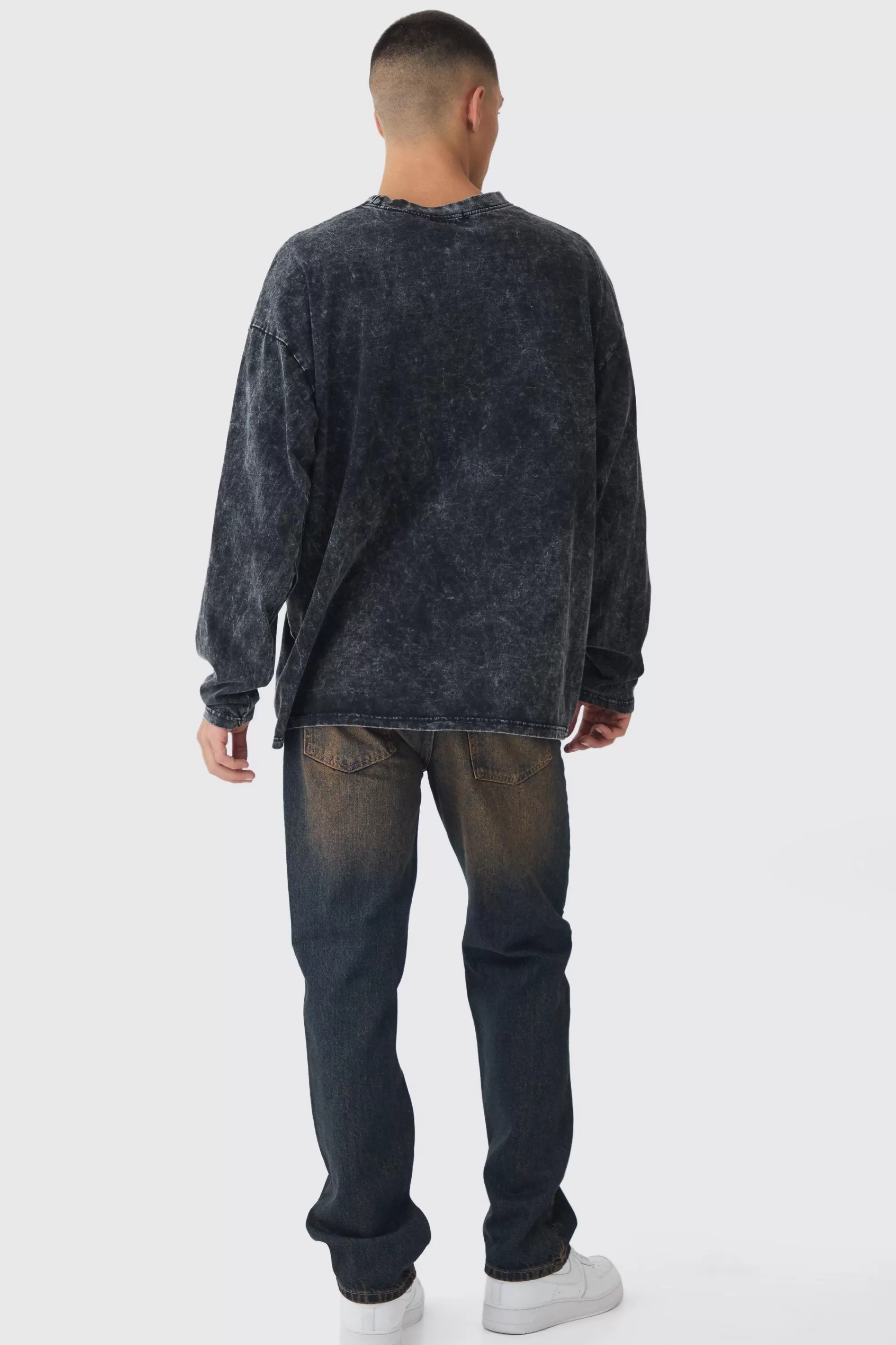 boohooMAN Straight Leg Tinted Jeans | UK