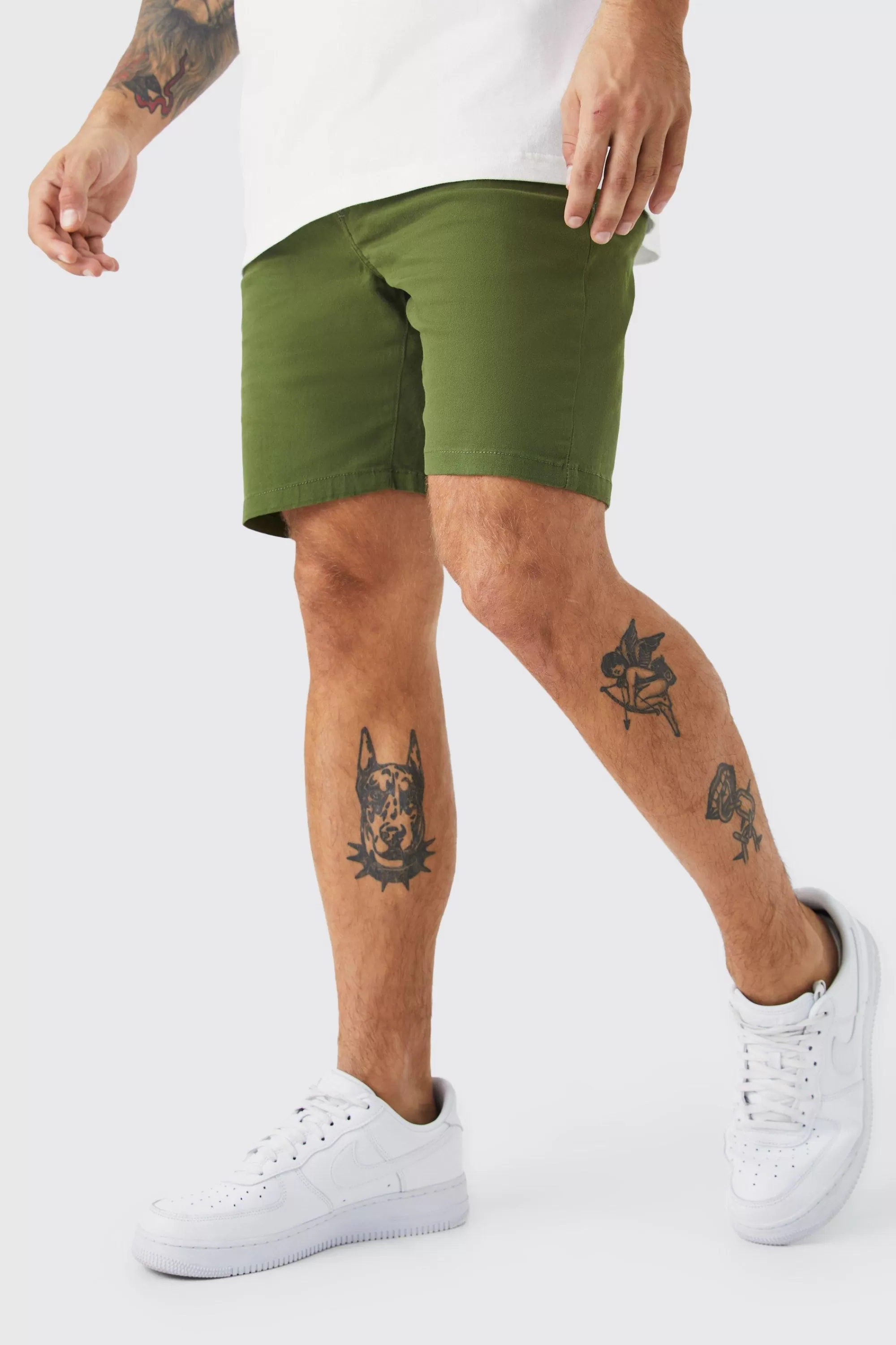 boohooMAN Stretch Skinny Fixed Waist Chino Short | UK