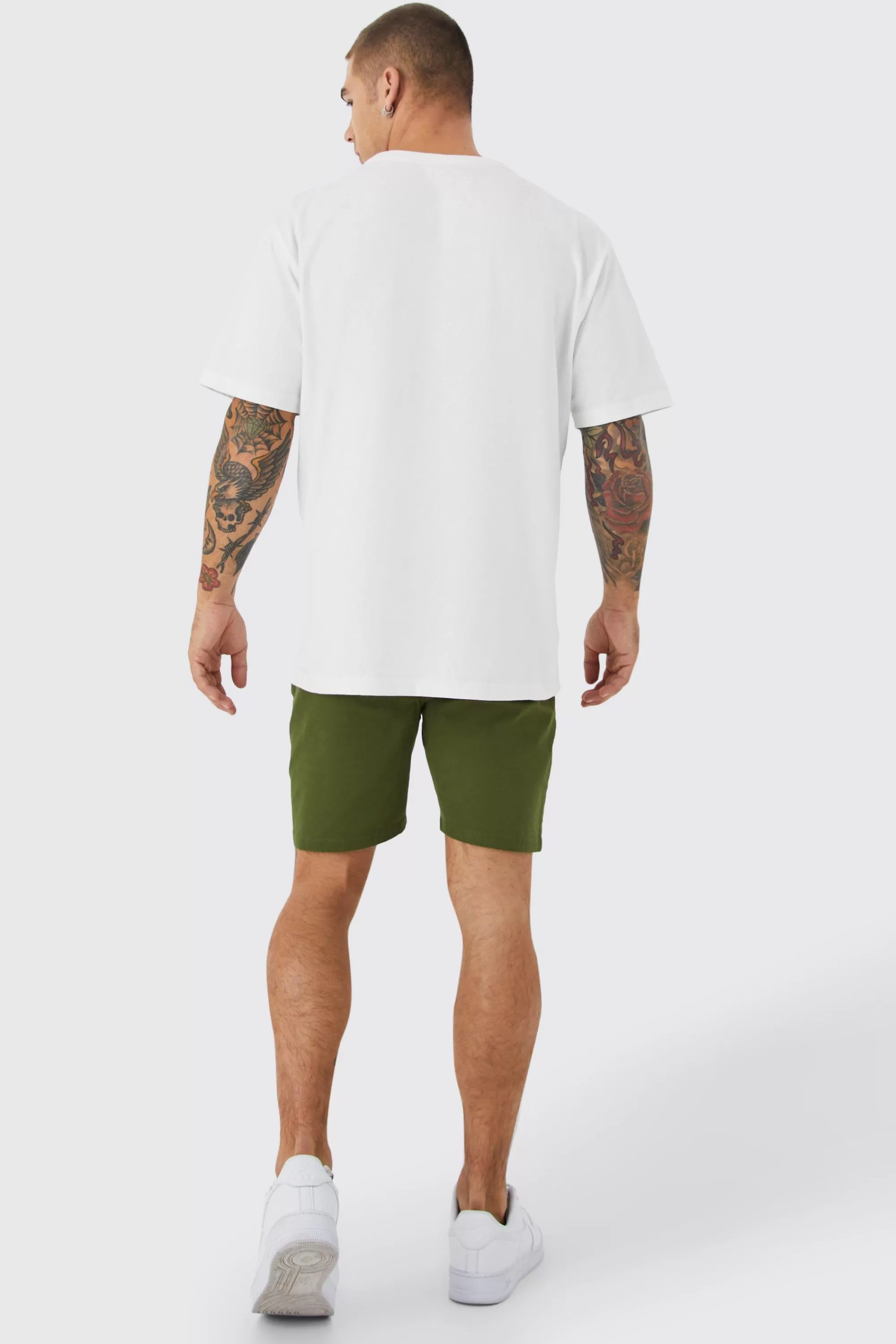 boohooMAN Stretch Skinny Fixed Waist Chino Short | UK
