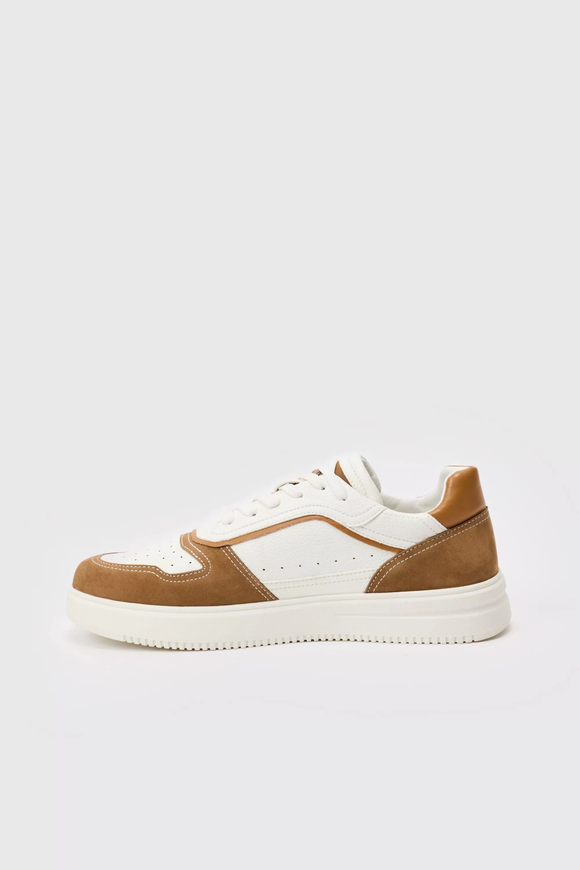 boohooMAN Suede Contrast Panel Trainer In | UK