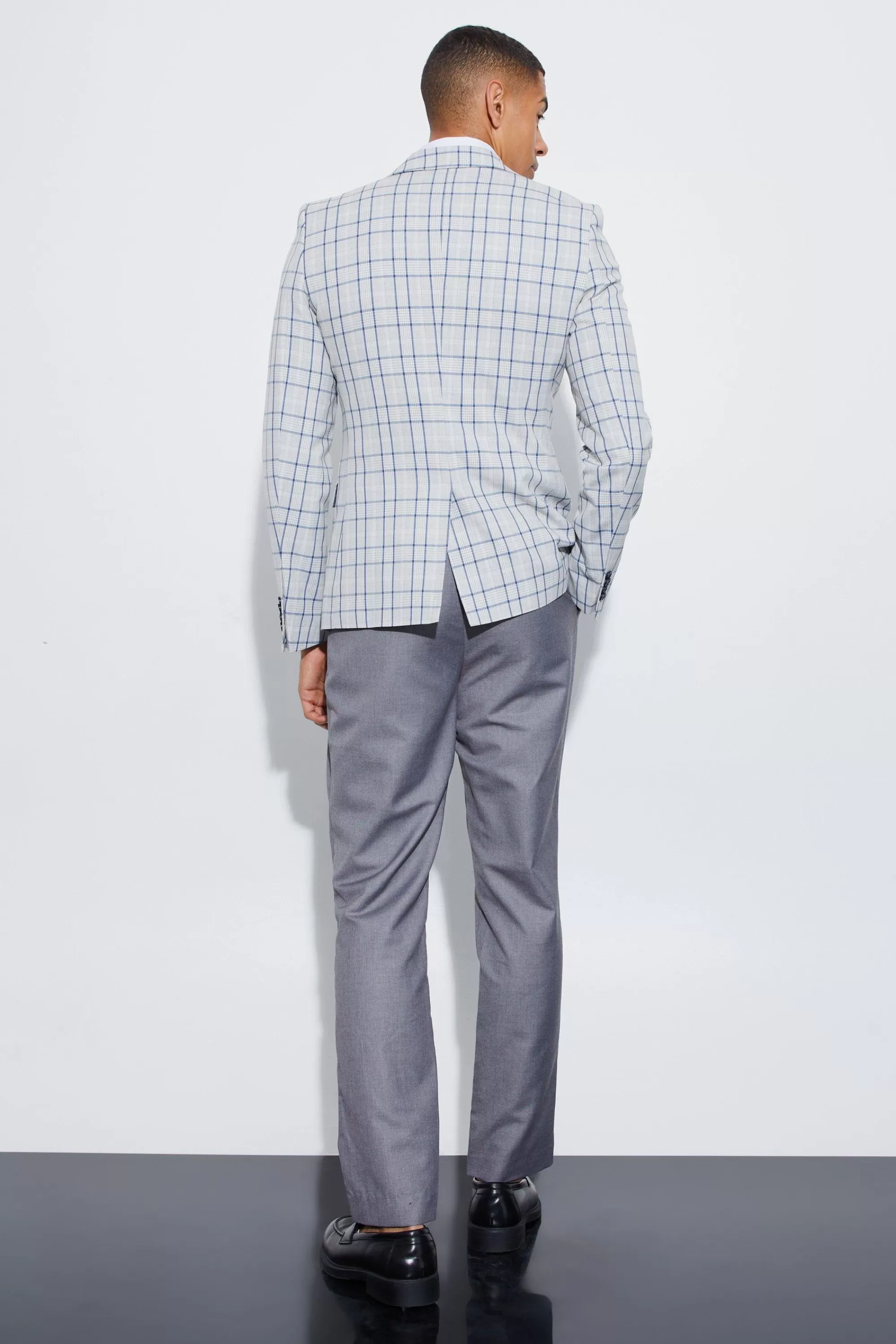 boohooMAN Super Skinny Check Single Breasted Suit | UK
