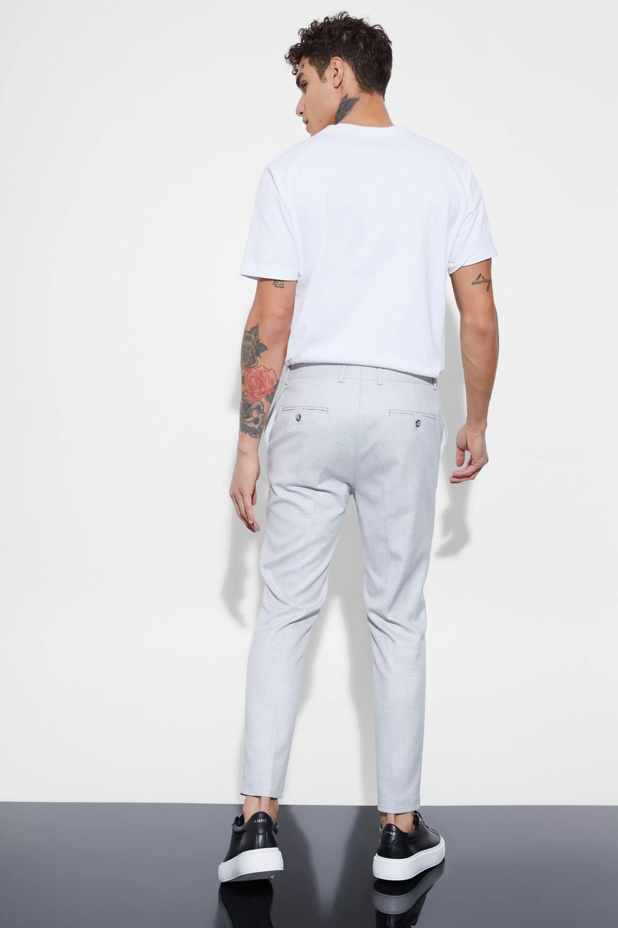 boohooMAN Super Skinny Check Smart Trouser | UK