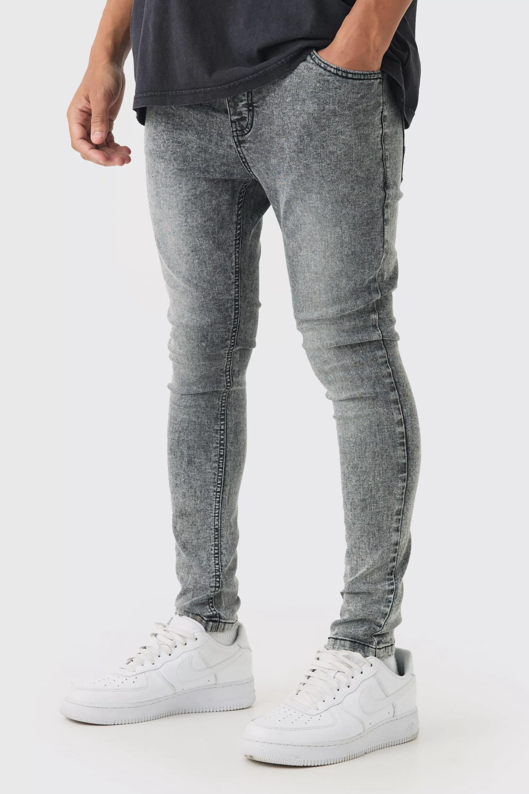 boohooMAN Super Skinny Fit Stretch Jeans | UK