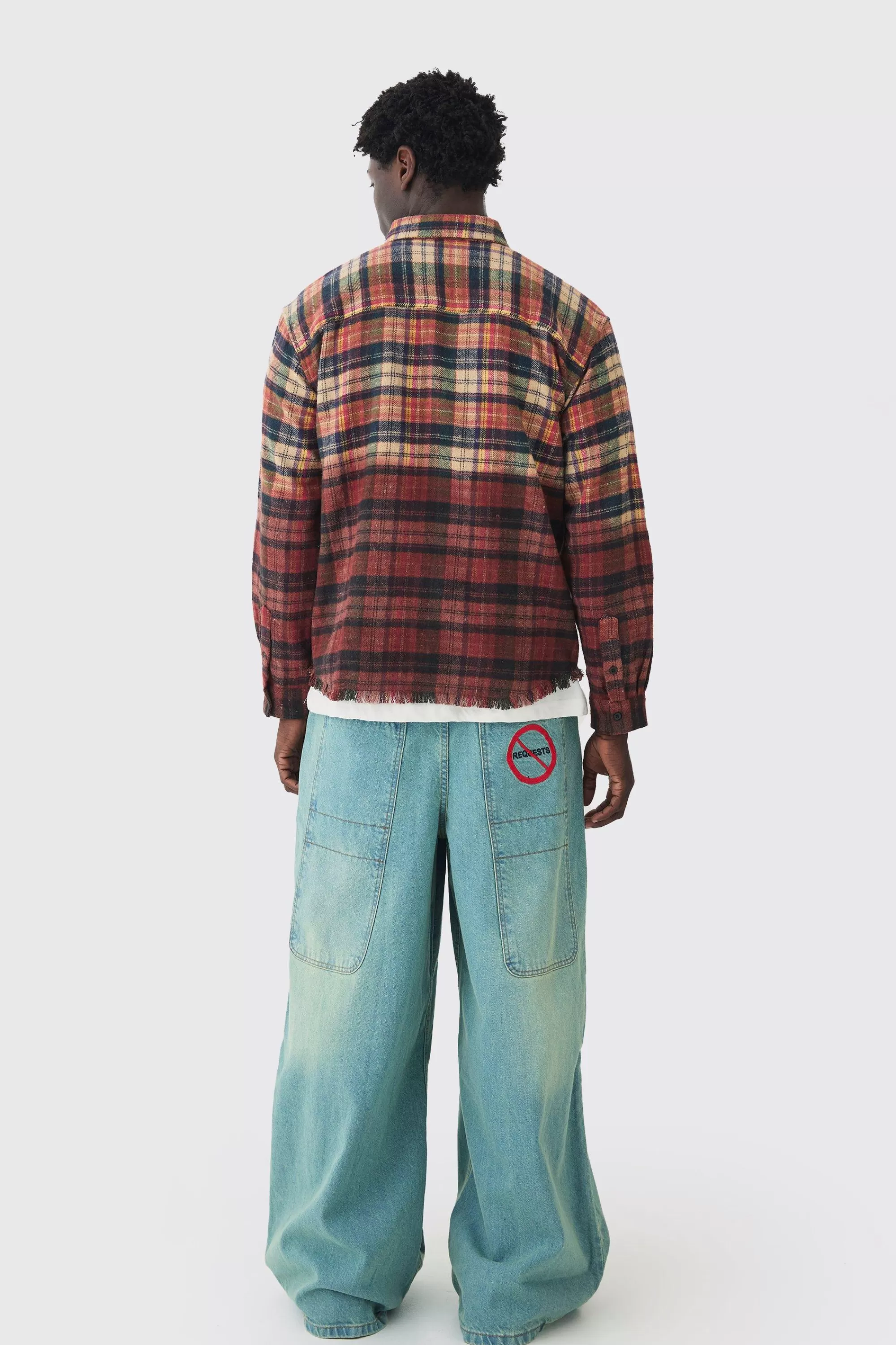 boohooMAN Super Wide Leg Ripped Jeans | UK