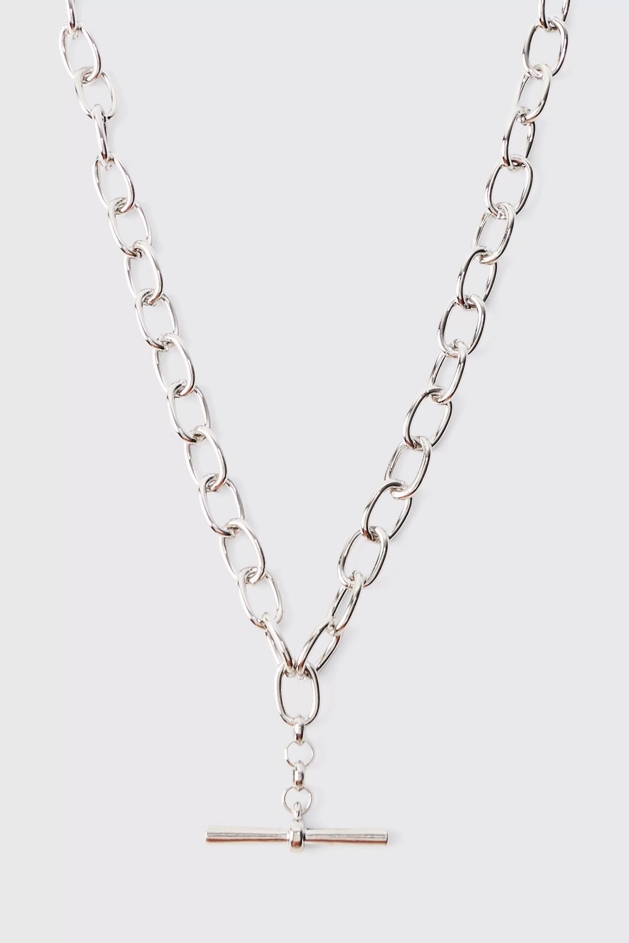 boohooMAN T Bar Chain Necklace In | UK