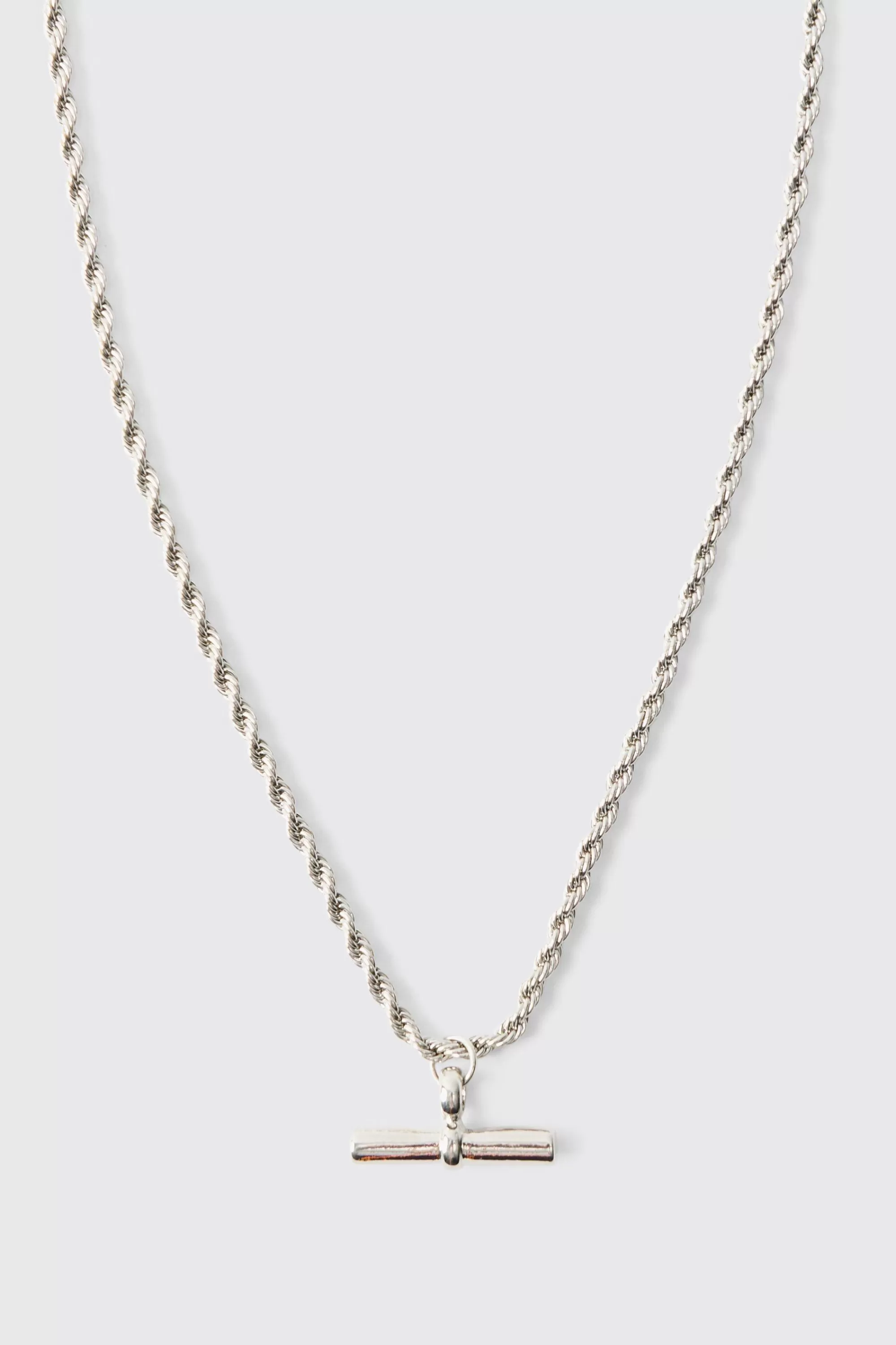 boohooMAN T Bar Pendant Necklace In | UK