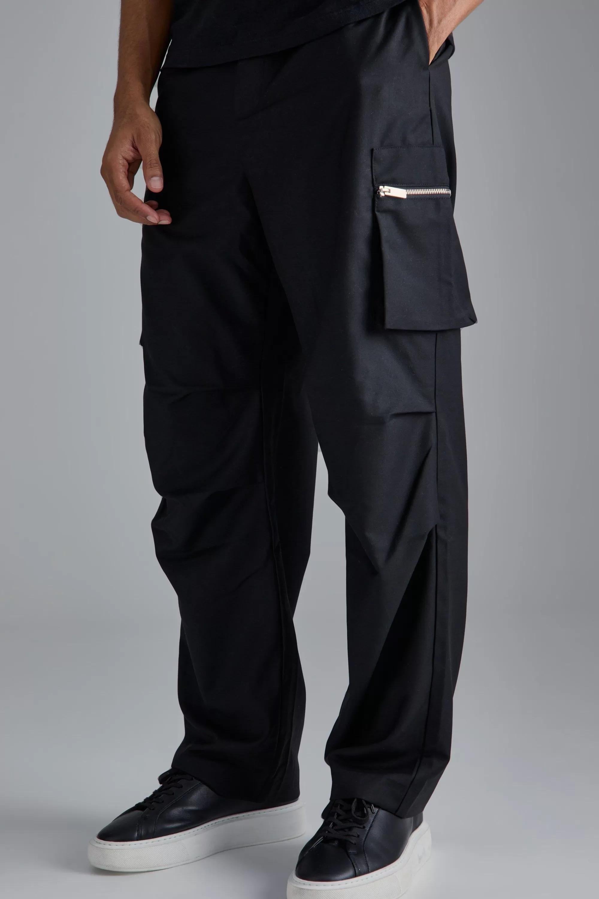boohooMAN Tailored Cargo Zip Pocket Trousers | UK