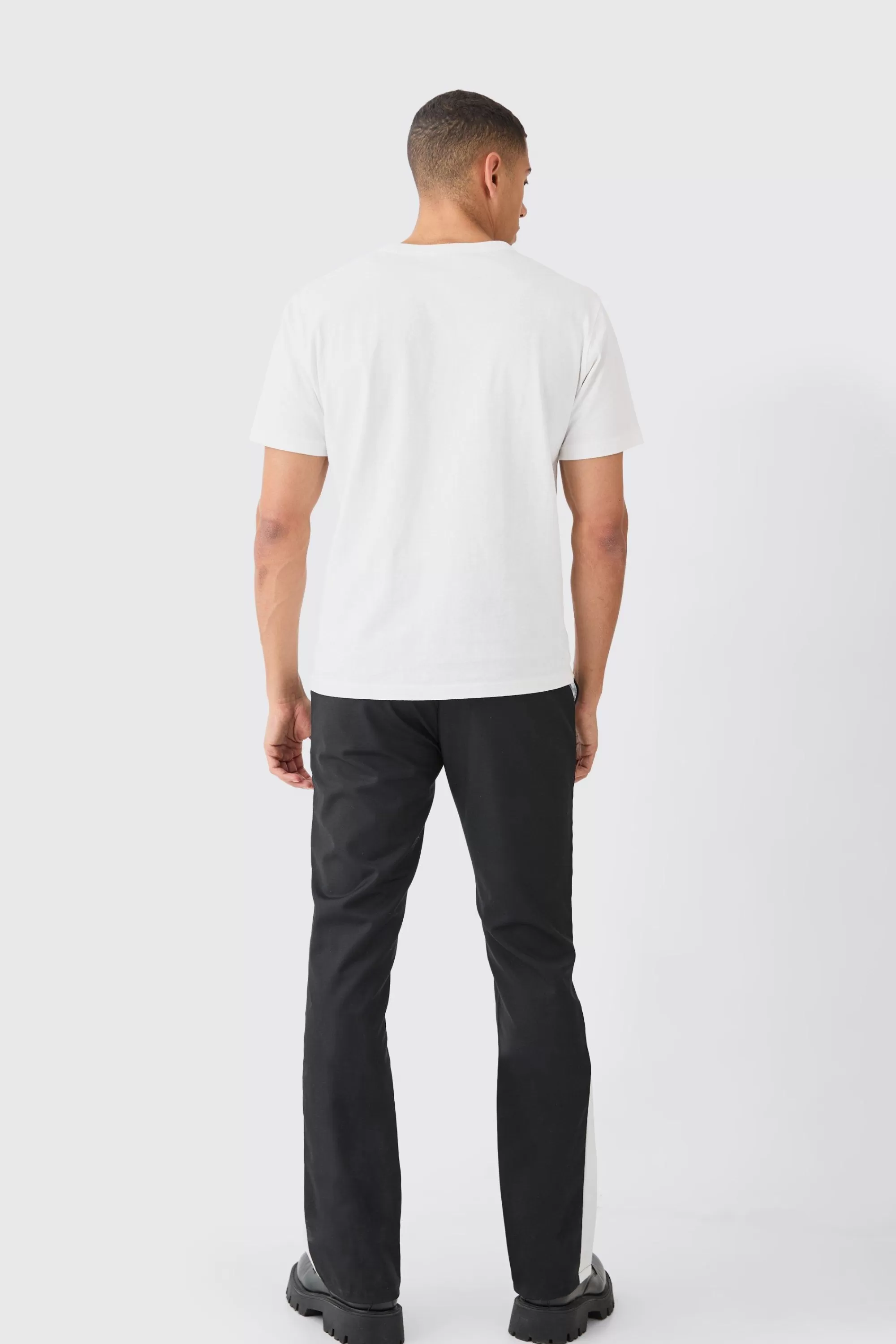 boohooMAN Tailored Gusset Detail Flared Trousers | UK